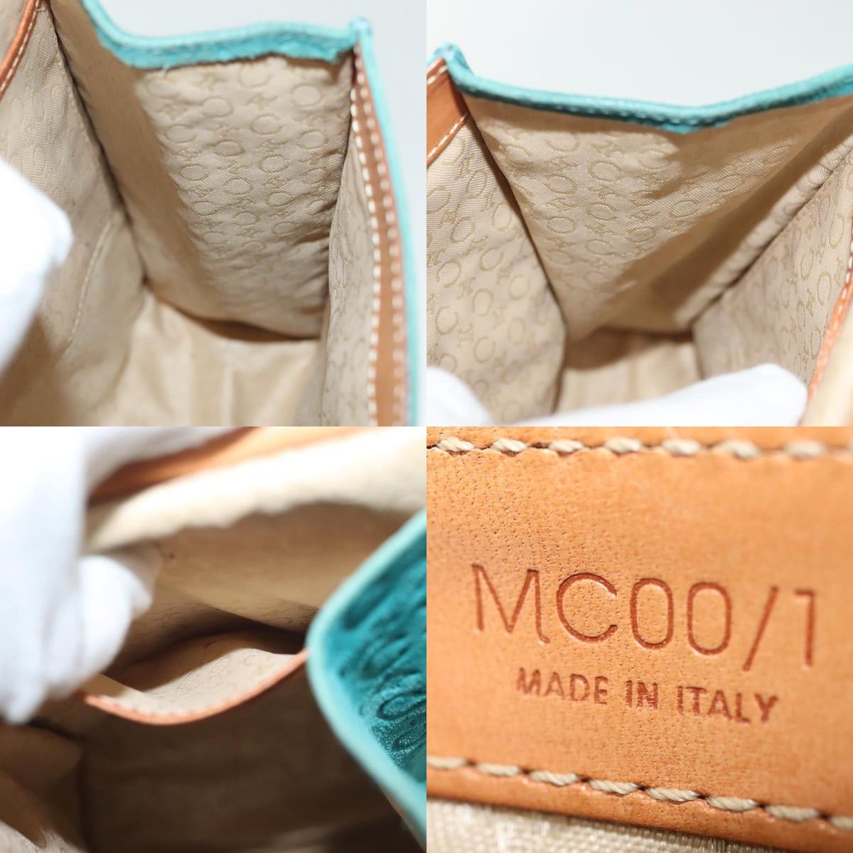 Celine CELINE C Macadam Canvas Shoulder Bag Suede Turquoise Blue Size ONE SIZE - 12 Thumbnail