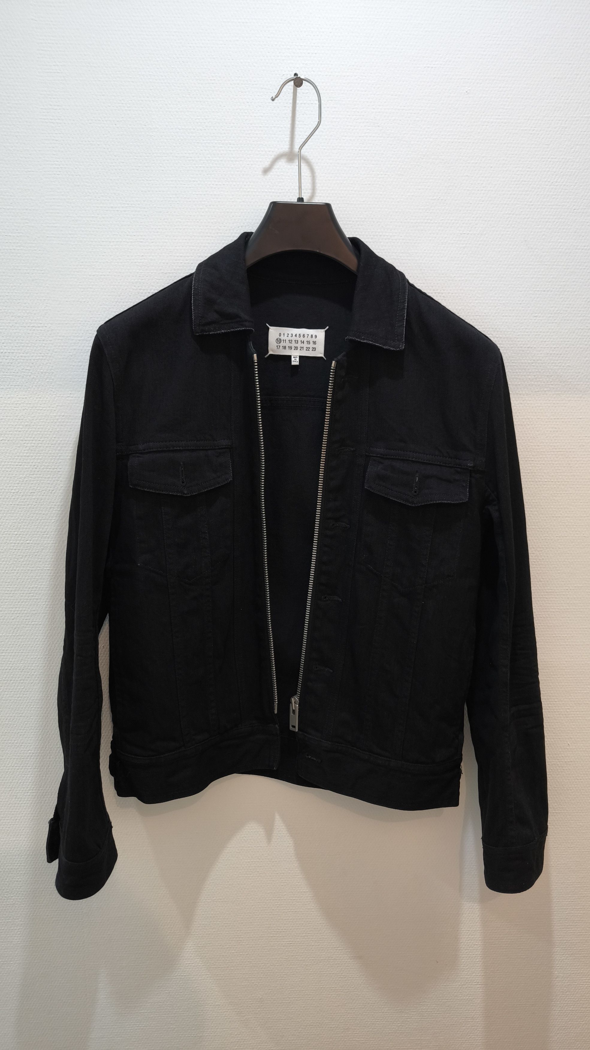 Pre-owned Maison Margiela Men's Black Cotton Denim Zip Front Jacket