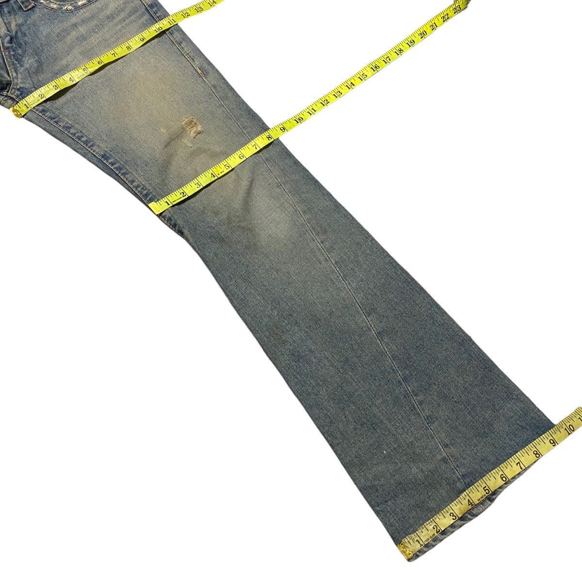 Japanese Brand Union Made Purple&Yellow Mudwash Denim Flare Jeans Size US 30 / EU 46 - 22 Thumbnail