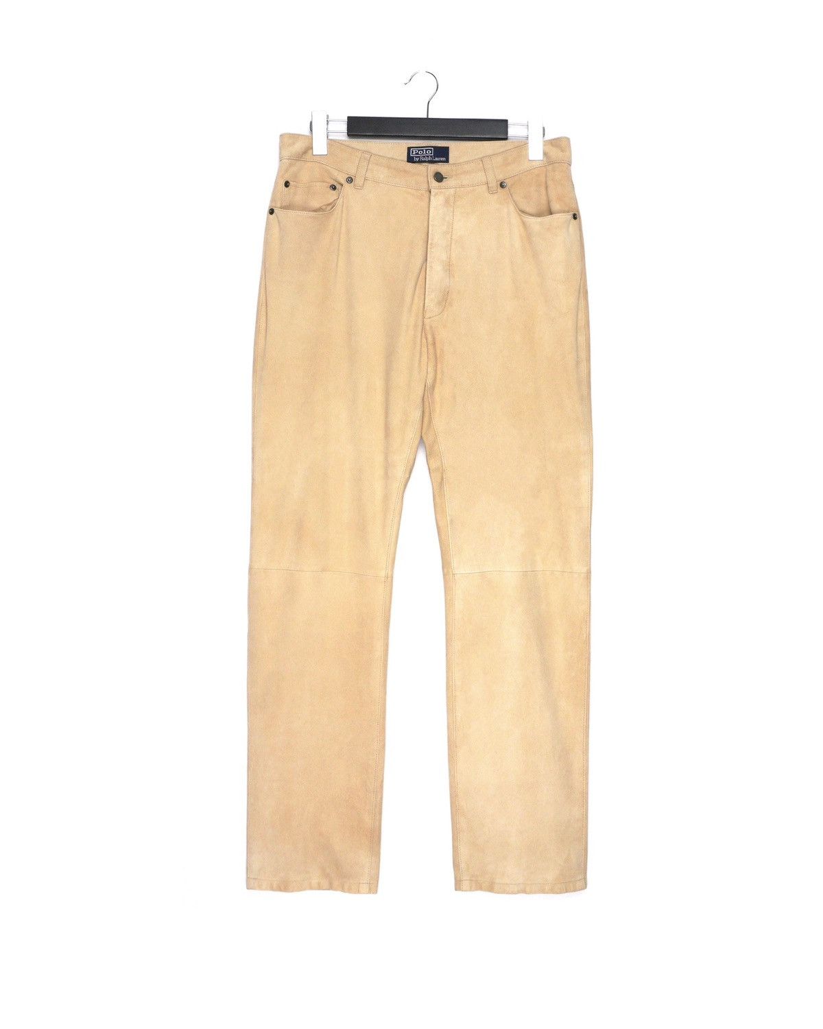 image of Polo Ralph Laurent Prl Premium Suede Leather Beige Pants, Men's (Size 34)