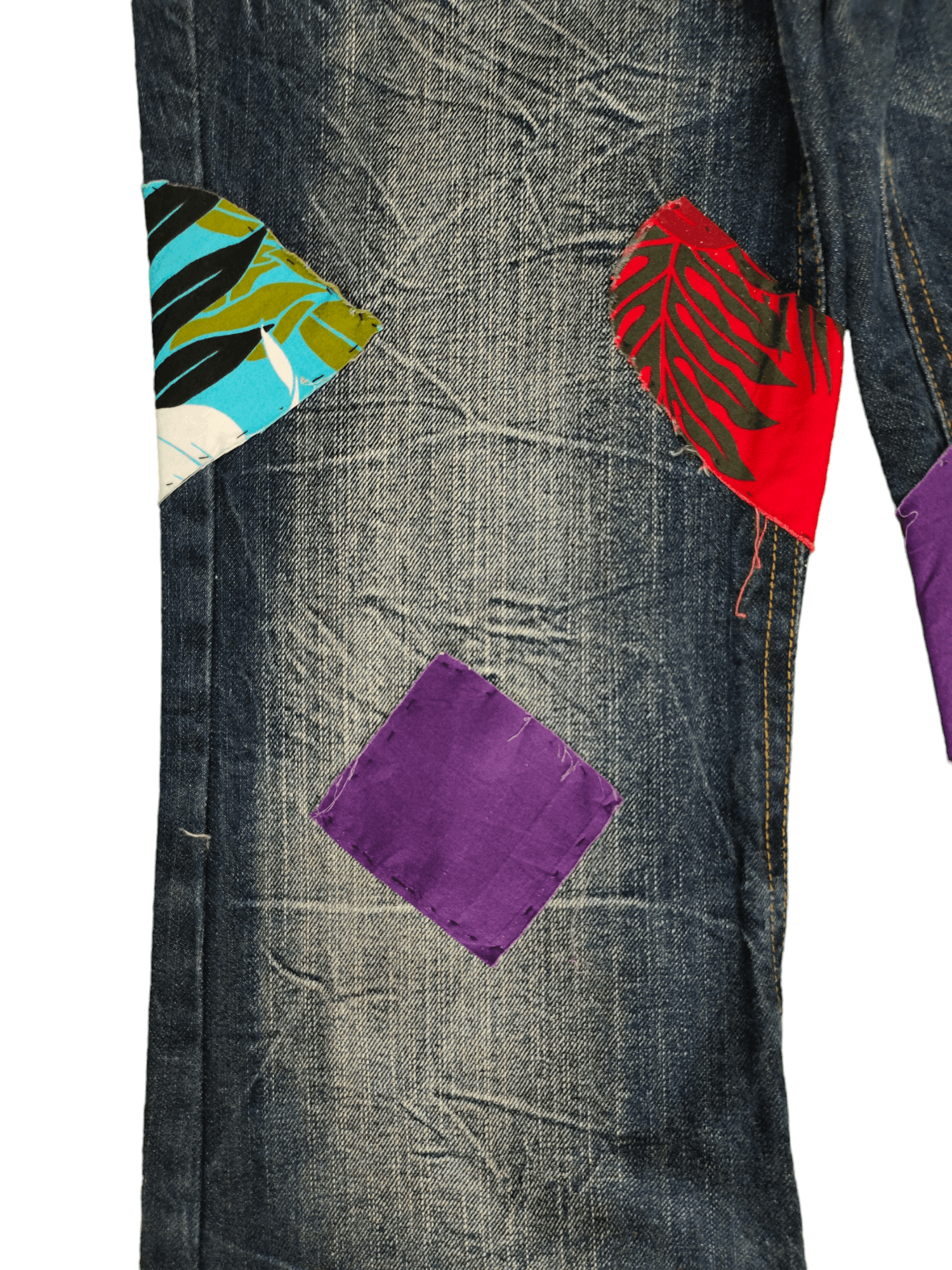 If Six Was Nine Flare Jeans Japan Patchwork Faded Boot Cut Y2k Lgb Size US 29 - 7 Thumbnail