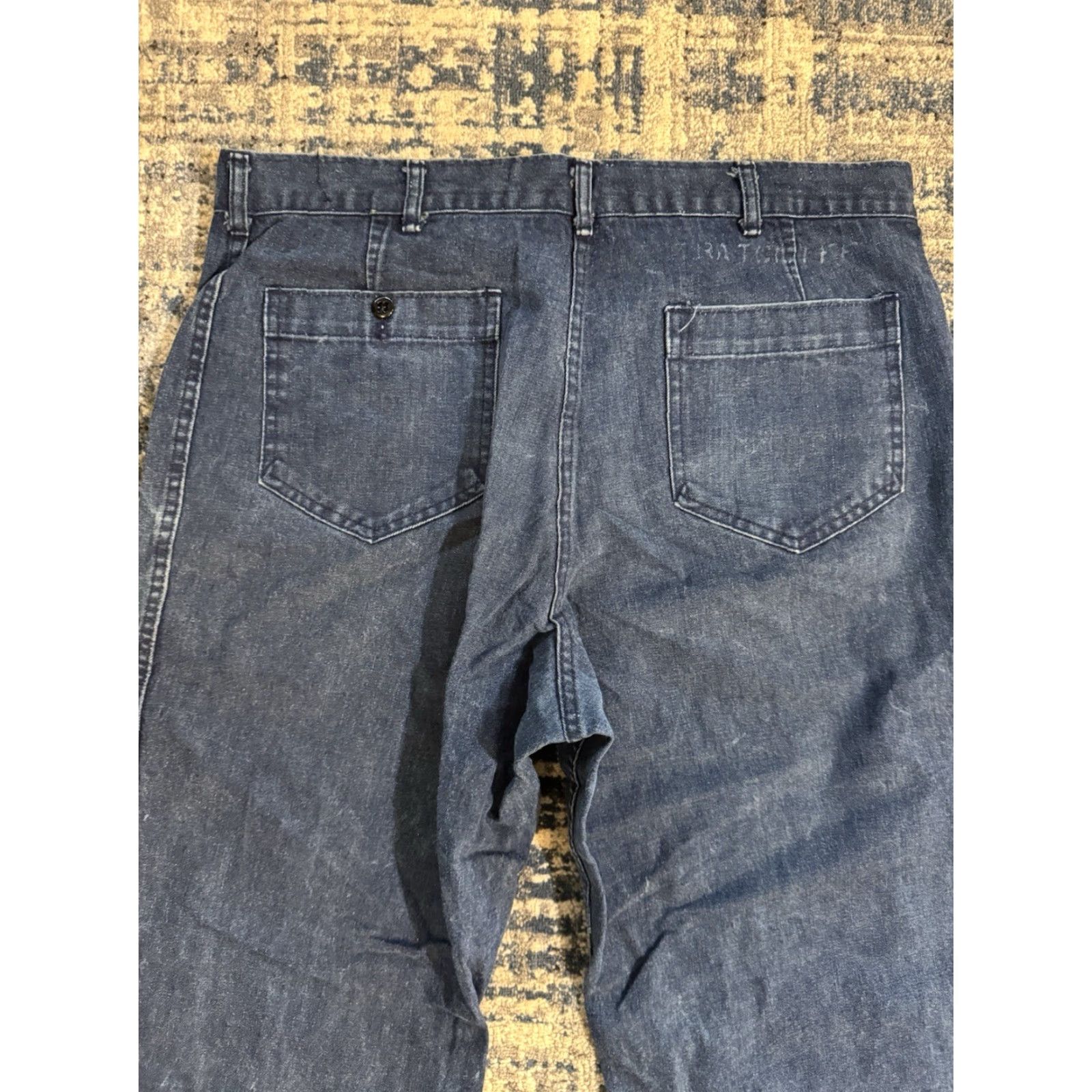 Vintage VTG 80s Seafarer US Navy Denim Utility Trousers Jeans Men’s Flare Bottom 33x26 Size US 33 - 7 Thumbnail