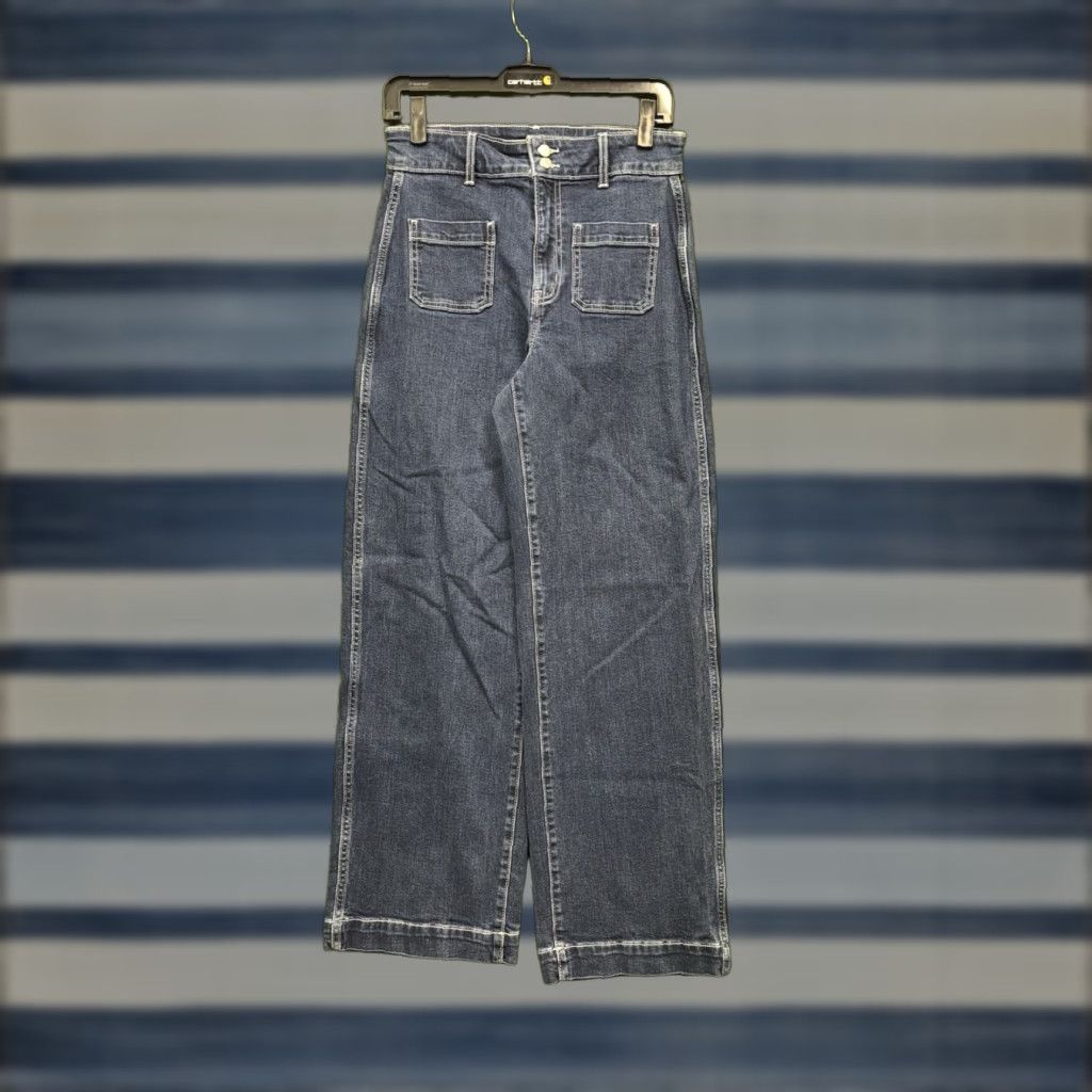 Old Navy Old Navy Jeans Womens 4 High Rise Sky Hi Wide Leg Dark Wash Denim Size 27" / US 4 / IT 40 - 1 Thumbnail