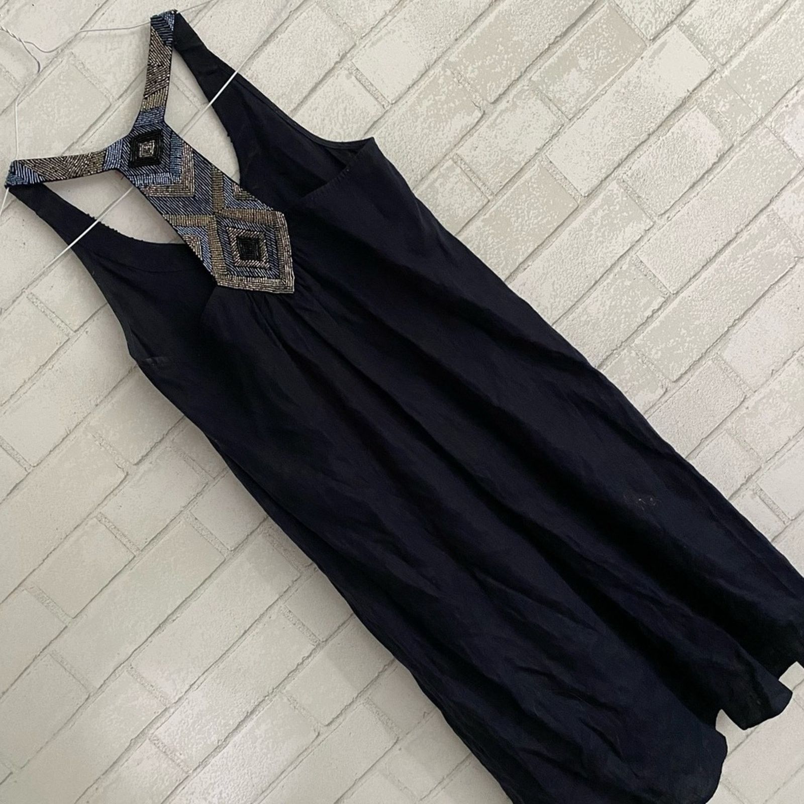 Calypso St Barth Calypso St Barth Navy Blue Linen Sequin Neck Tank Dress XS Size XS / US 0-2 / IT 36-38 - 14 Thumbnail