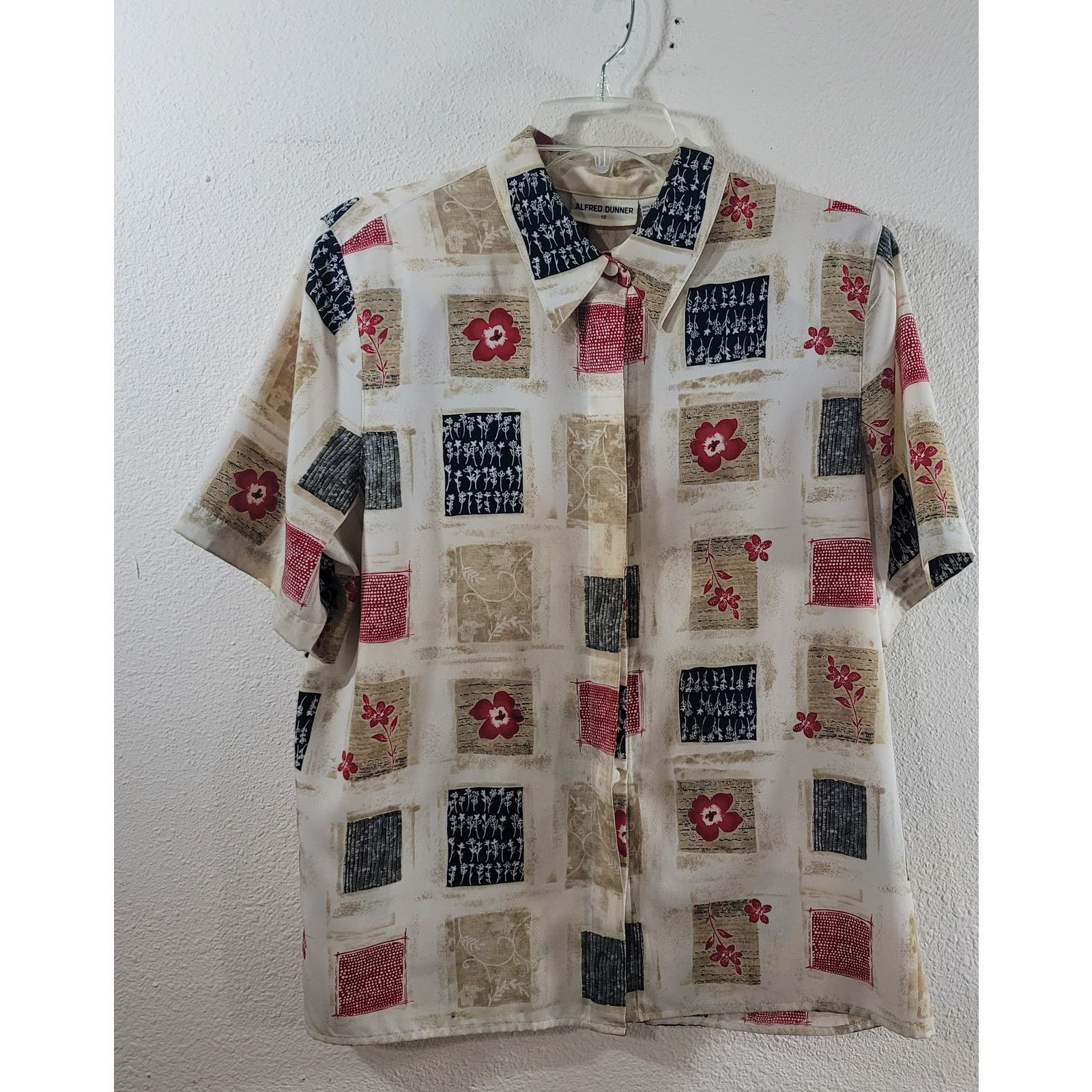 Other VTG Alfred Dunner Beige Blue Red White Floral Button Top 12 Size XL / US 12-14 / IT 48-50 - 5 Thumbnail