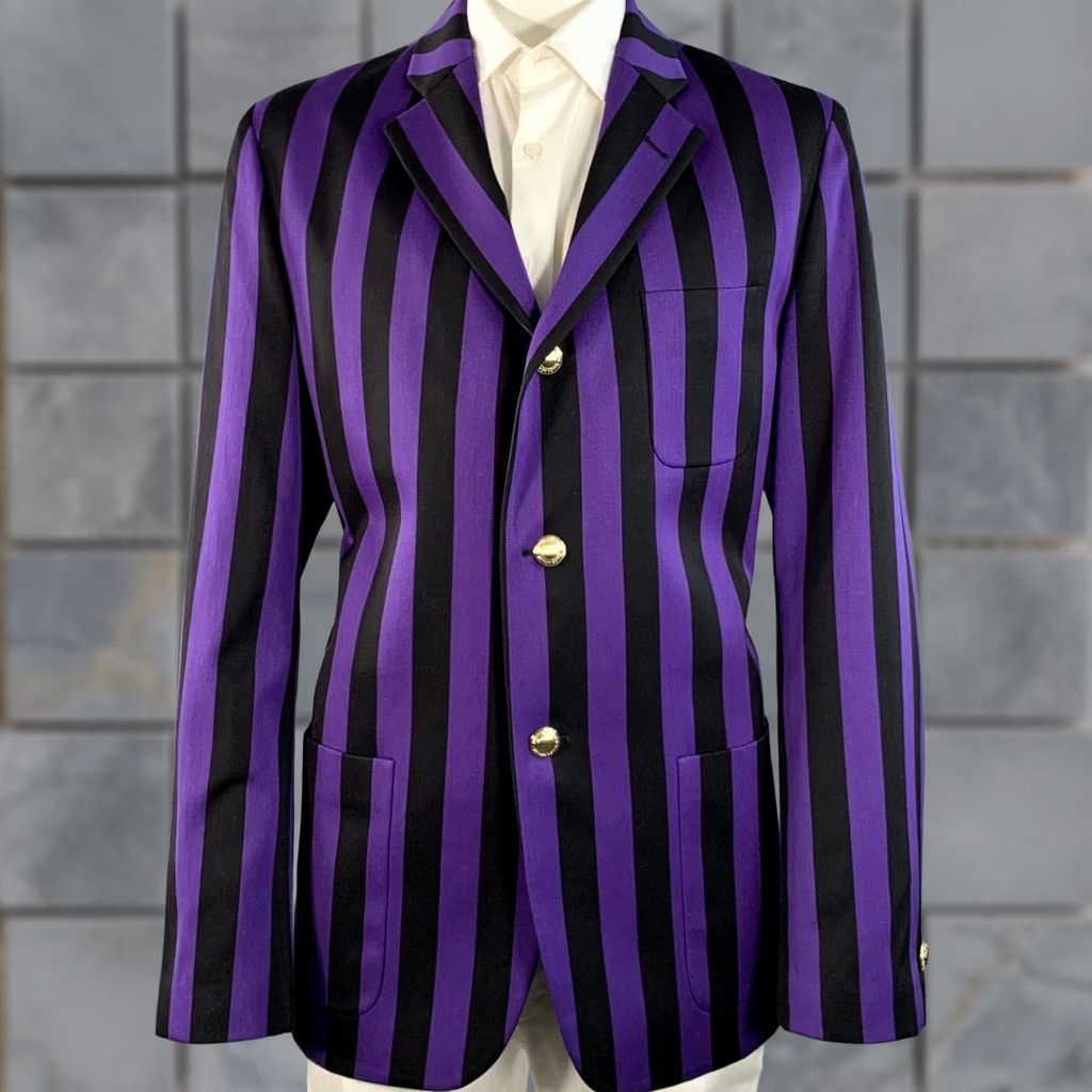 Rowing Blazers ROWING BLAZERS Sport Coat 46 Long Black Purple Stripe Cotton Wool Notch Lapel Mens Size 46R - 1 Thumbnail