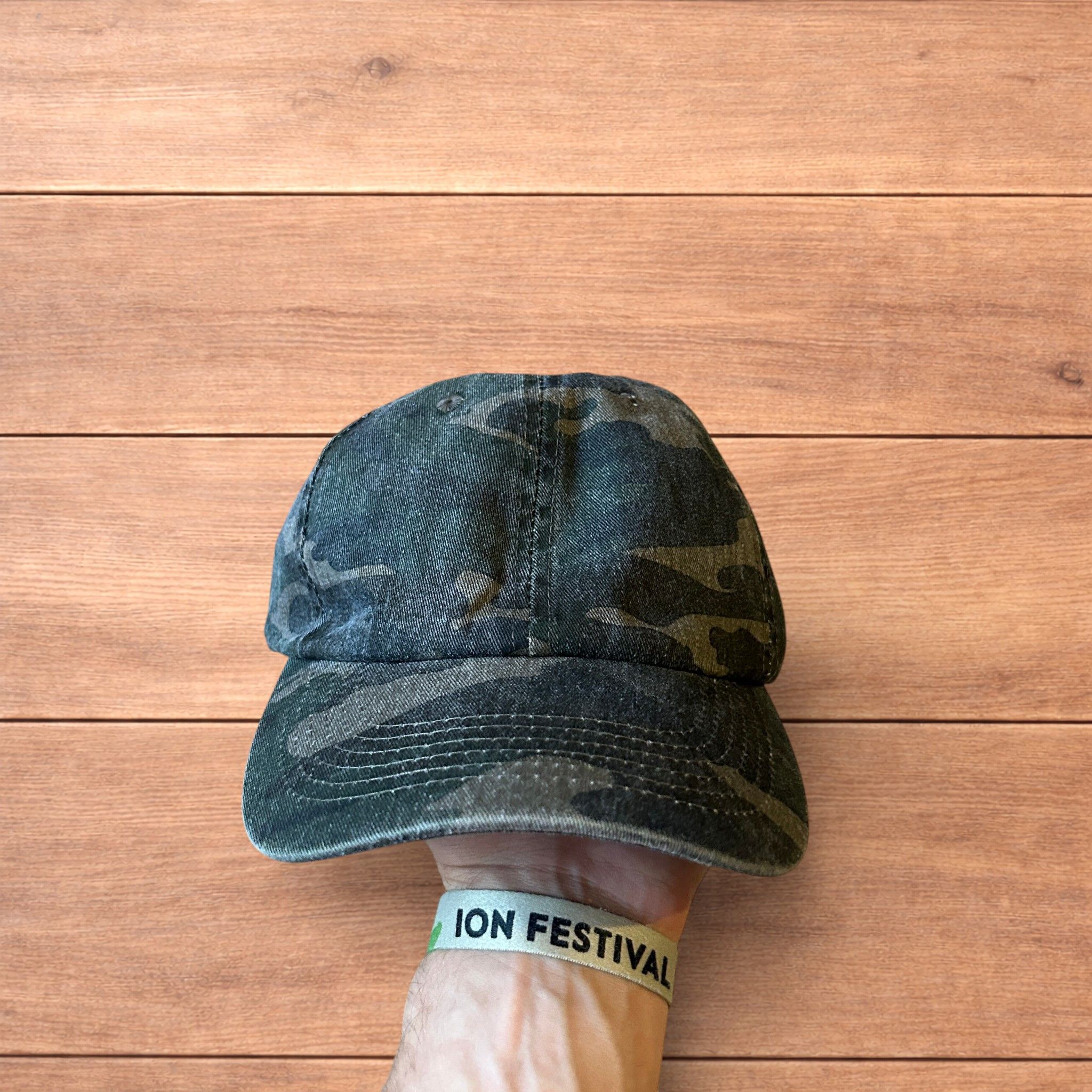 Japanese Brand Vintage style Camo military cap hat in khaki green. Size ONE SIZE - 4 Thumbnail