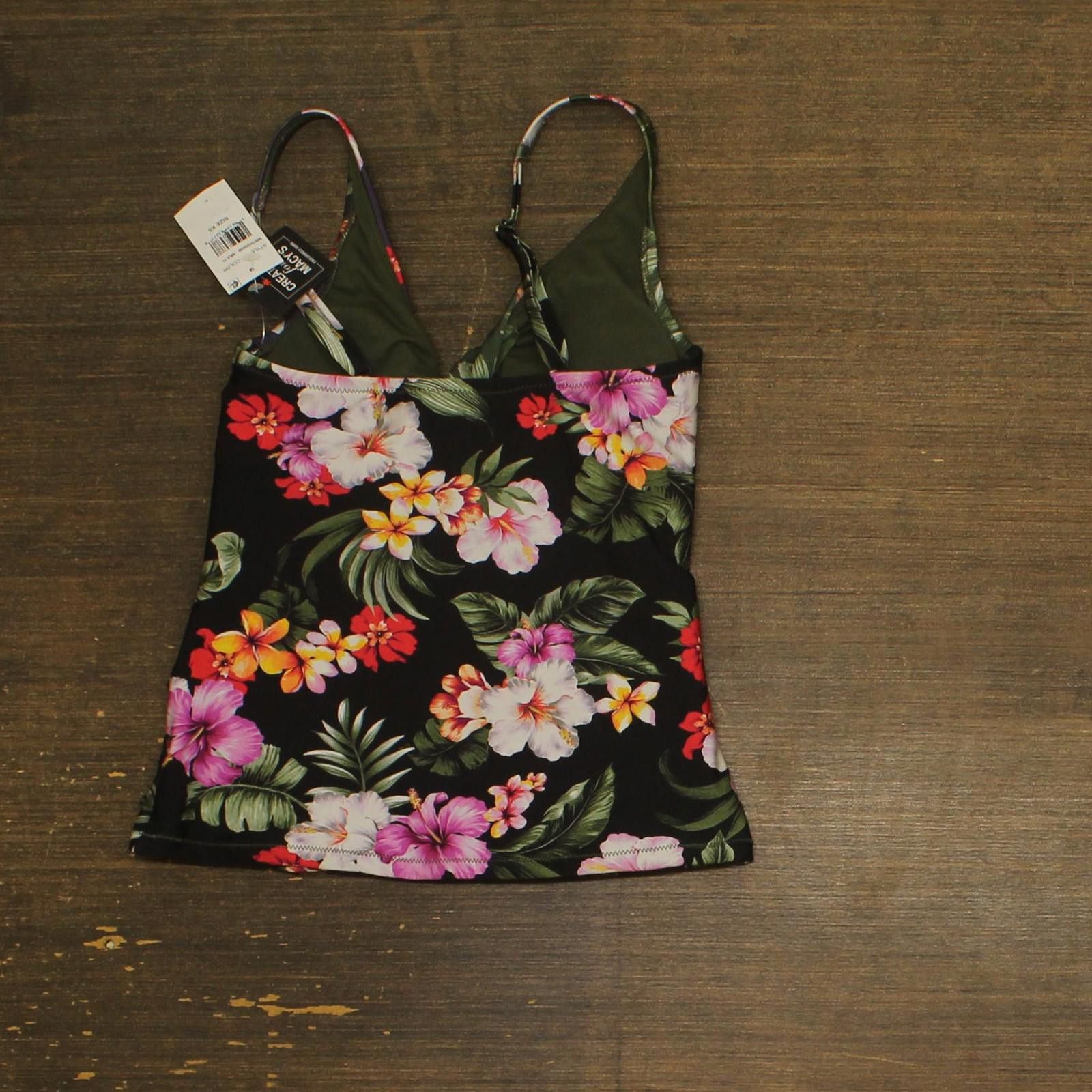 Bar III Nwt Bar Iii Printed Shirred Tankini Swim Top Multi Black Xs Size ONE SIZE - 2 Thumbnail