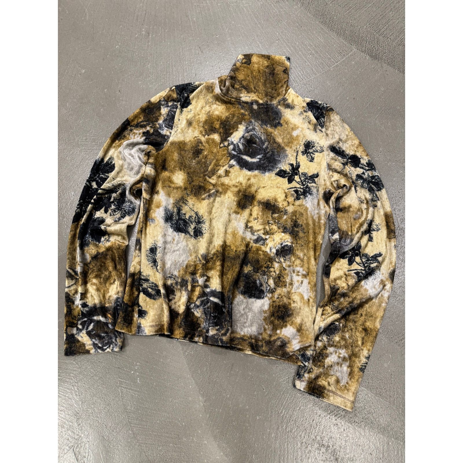 Roberto Cavalli 2000s Cavalli velour golden floral long sleeve top Size M / US 6-8 / IT 42-44 - 3 Thumbnail