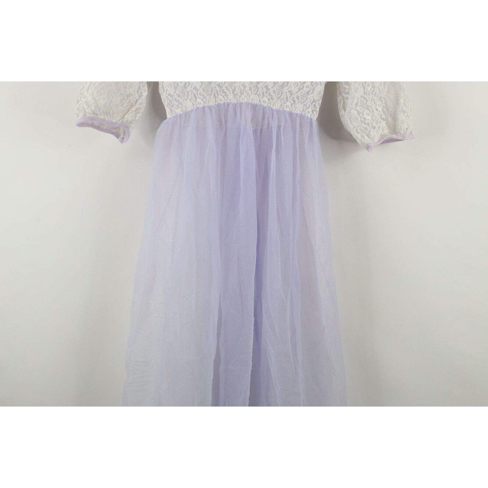 Vintage Vintage 50s 60s Sheer Fairy Lace Flower Chiffon Night Gown Size M / US 6-8 / IT 42-44 - 12 Thumbnail