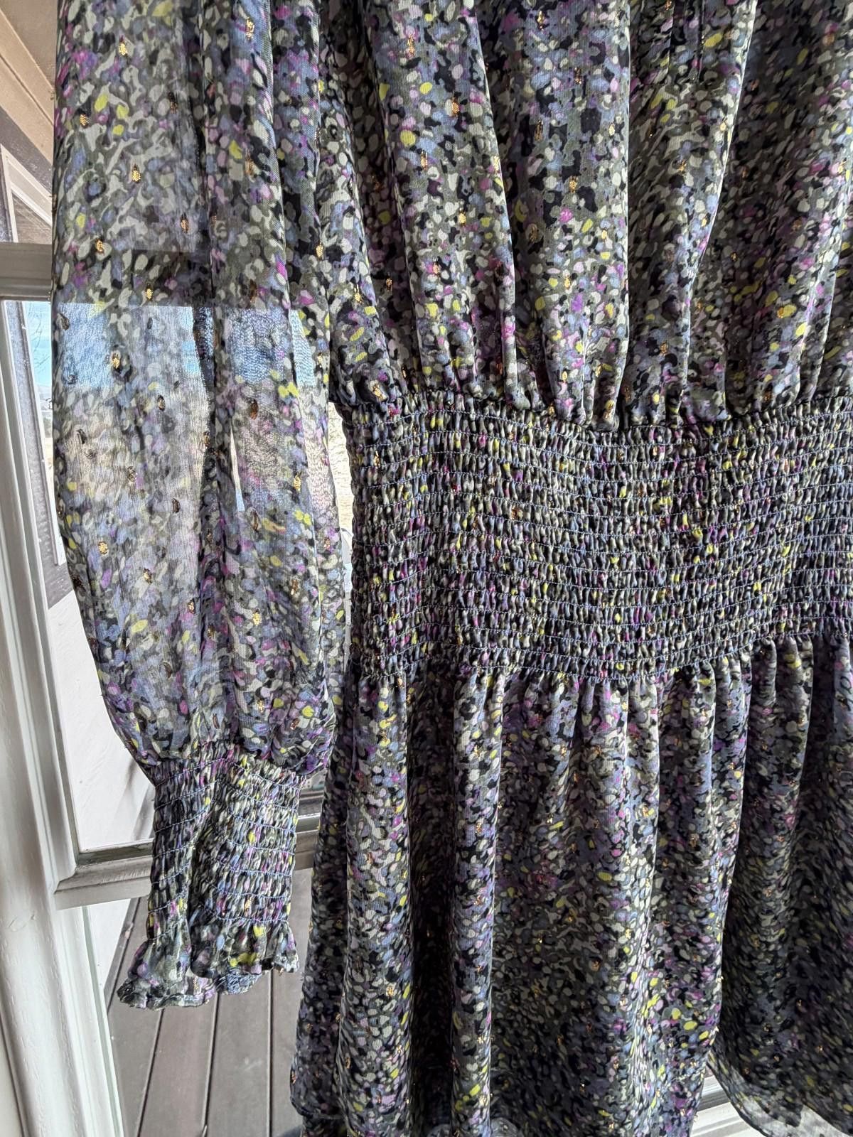 Other WHBM Pointillism Blouson Dress Long Sleeves S Metallic Size S / US 4 / IT 40 - 4 Thumbnail
