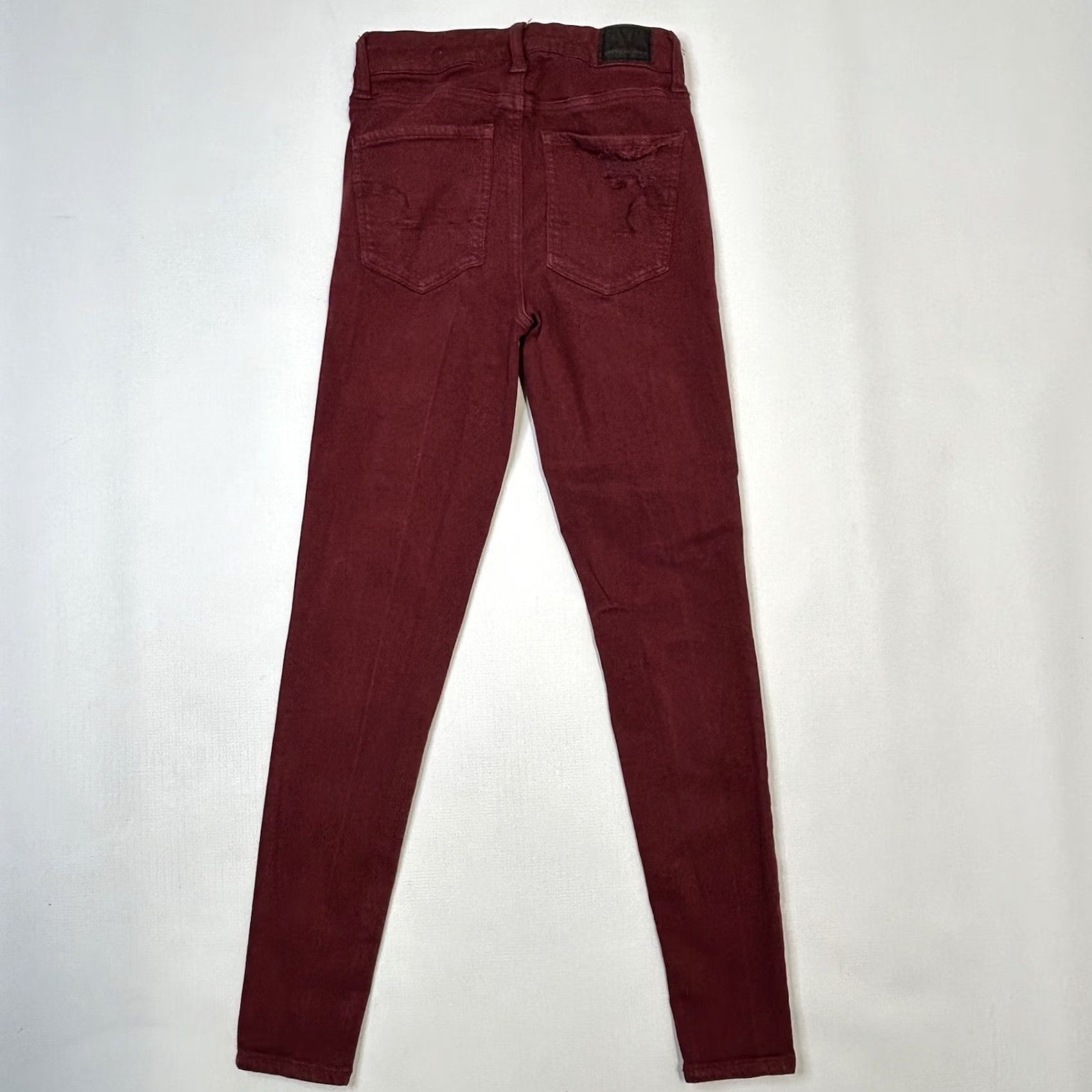 American Eagle Outfitters VINTAGE American Eagle Outfitters 4 Regular Burgundy Super Stretch Hi-Rise Jegging Shirt Womens Slim Red 90s Grunge 80s Jeans Size 27" / US 4 / IT 40 - 2 Thumbnail