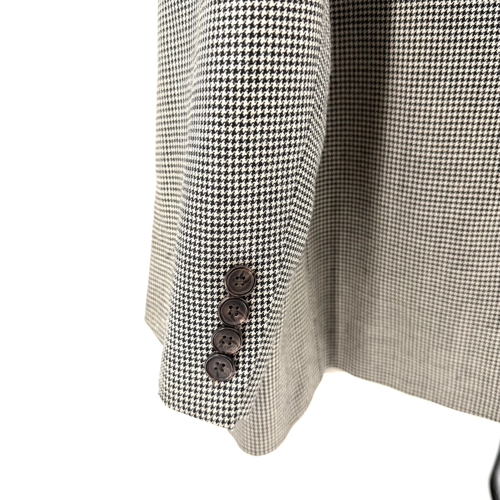 Ralph Lauren Black Tan Houndstooth Silk Wool Menswear Blazer Size 44R - 5 Thumbnail