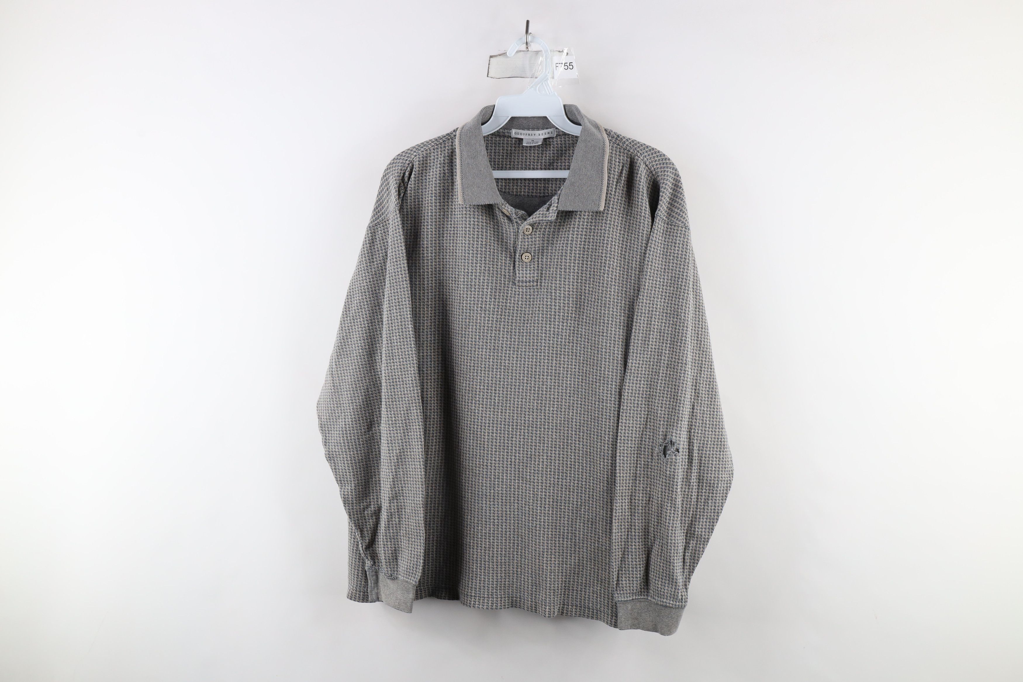 Vintage Vintage 90s Streetwear Houndstooth Long Sleeve Rugby Polo Size US M / EU 48-50 / 2 - 1 Thumbnail