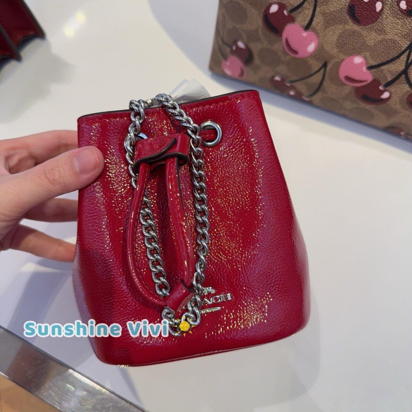 Coach NWT Coach Drawstring Wristlet Pouch Bag Patent Leather CZ028 Size ONE SIZE - 2 Thumbnail