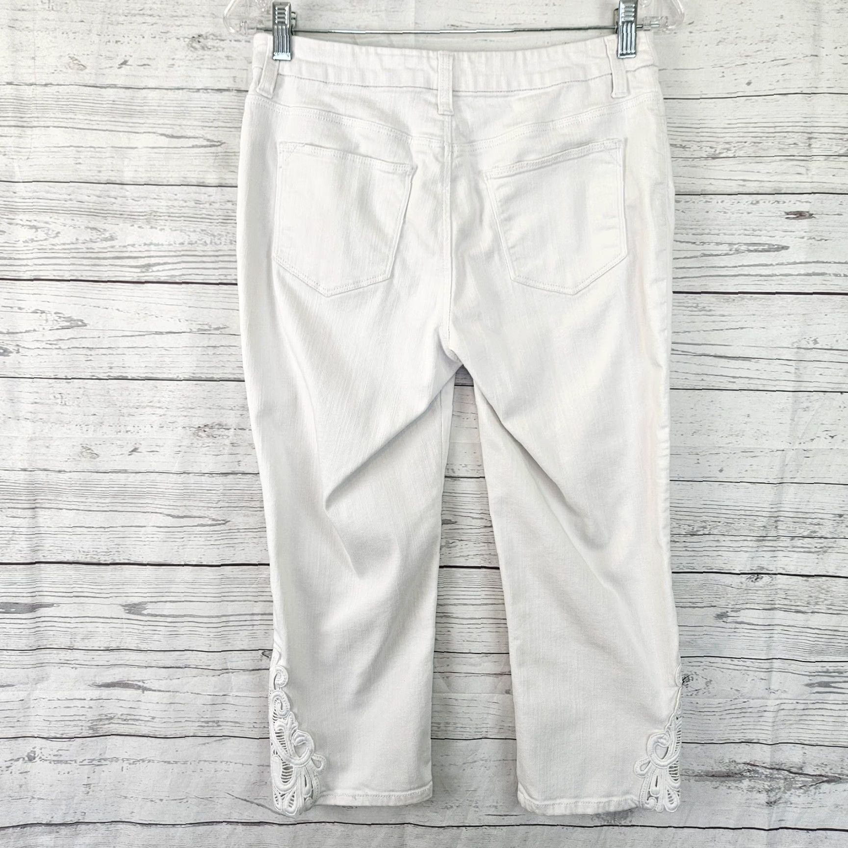 Vintage Chico's Womens Girlfriend Slim Leg Capri Jeans Sz 4 White Mid Rise Size 27" / US 4 / IT 40 - 3 Thumbnail