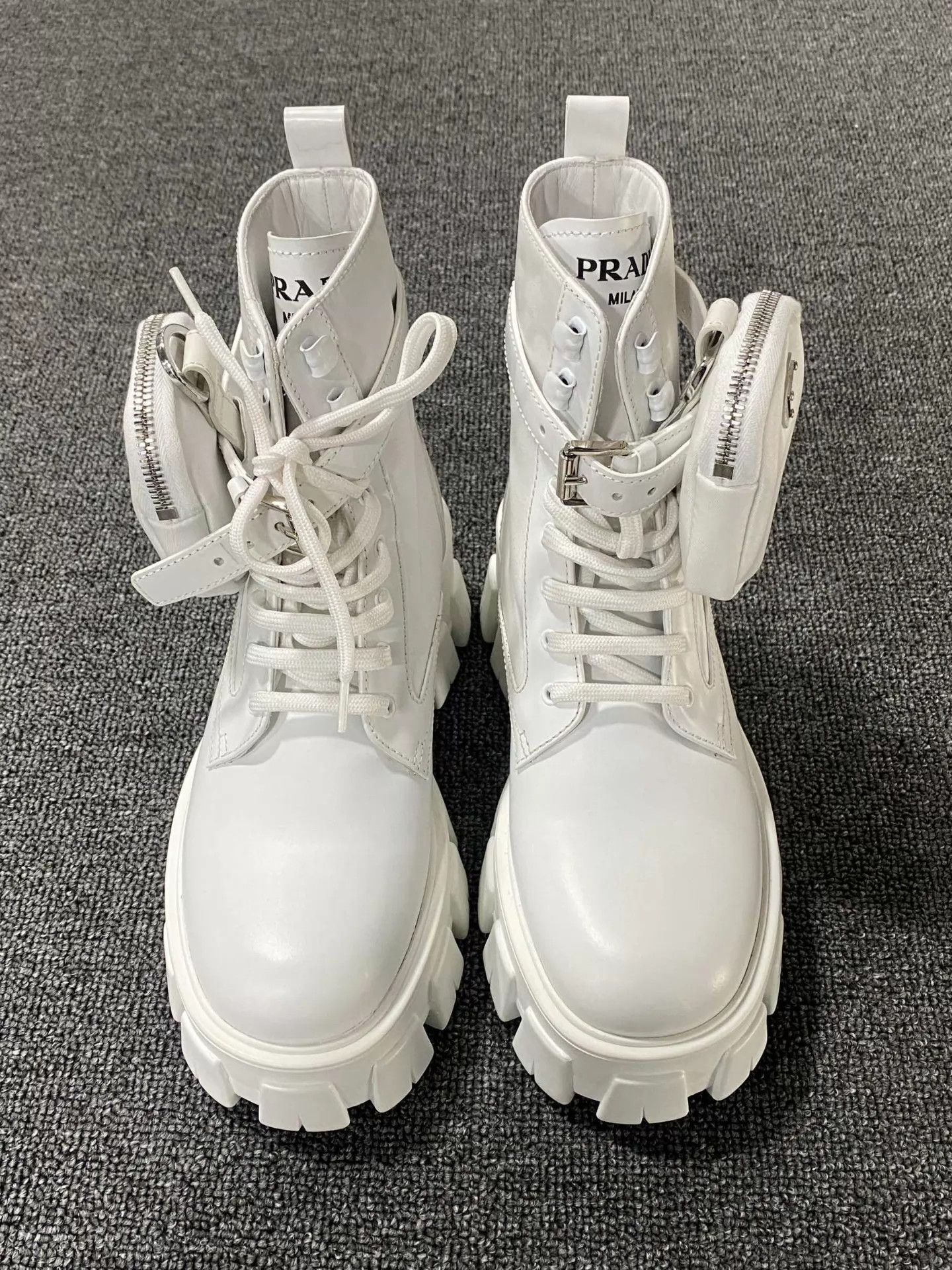 Prada PRADA white wallet triangle logo boots 37 Size US 6.5 / IT 36.5 - 2 Thumbnail