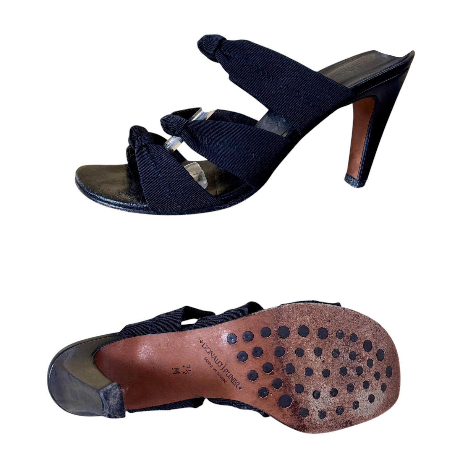 Donald Pliner Donald Pliner Leather Black Mesh Elastic 3 Band Sandal Shoe Size US 7.5 / IT 37.5 - 5 Thumbnail