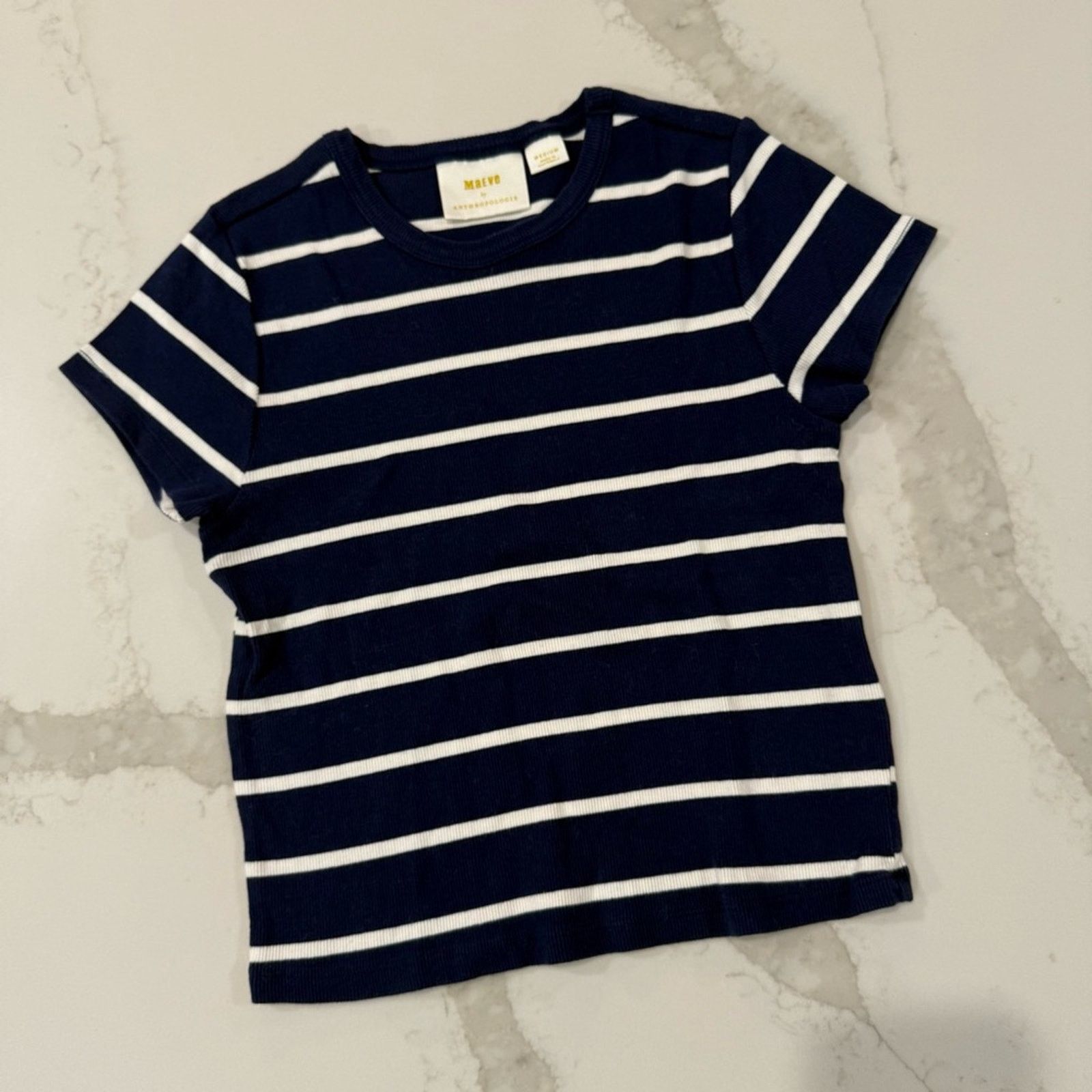 Anthropologie Maeve Anthropologie Striped Ribbed Baby Tee Women’s Medium Size M / US 6-8 / IT 42-44 - 3 Thumbnail