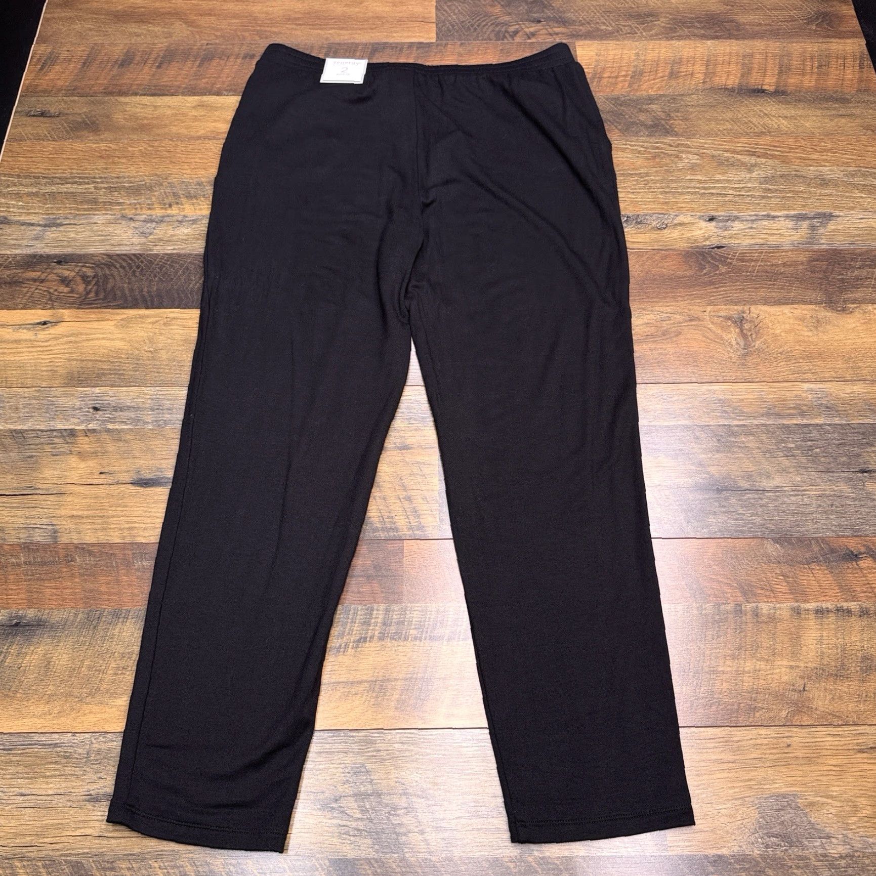 Vintage Zenergy Black Womens Pants Ankle Stretch Zip Pocket High Rise 2 Relaxed Straight City Size 26" / US 2 / IT 38 - 2 Thumbnail