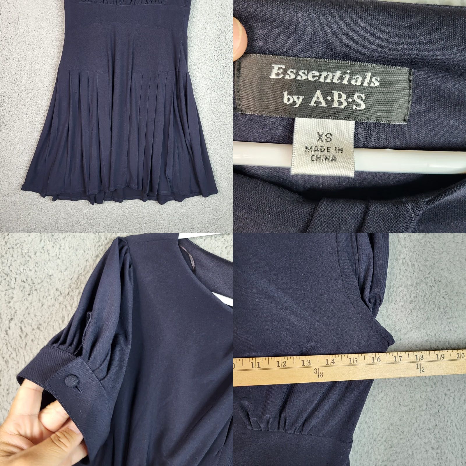 Essentials Essentials by A.B.S Navy blue pleated short sleeve Women's Dress XS Dress Blue Size 26" / US 2 / IT 38 - 8 Thumbnail