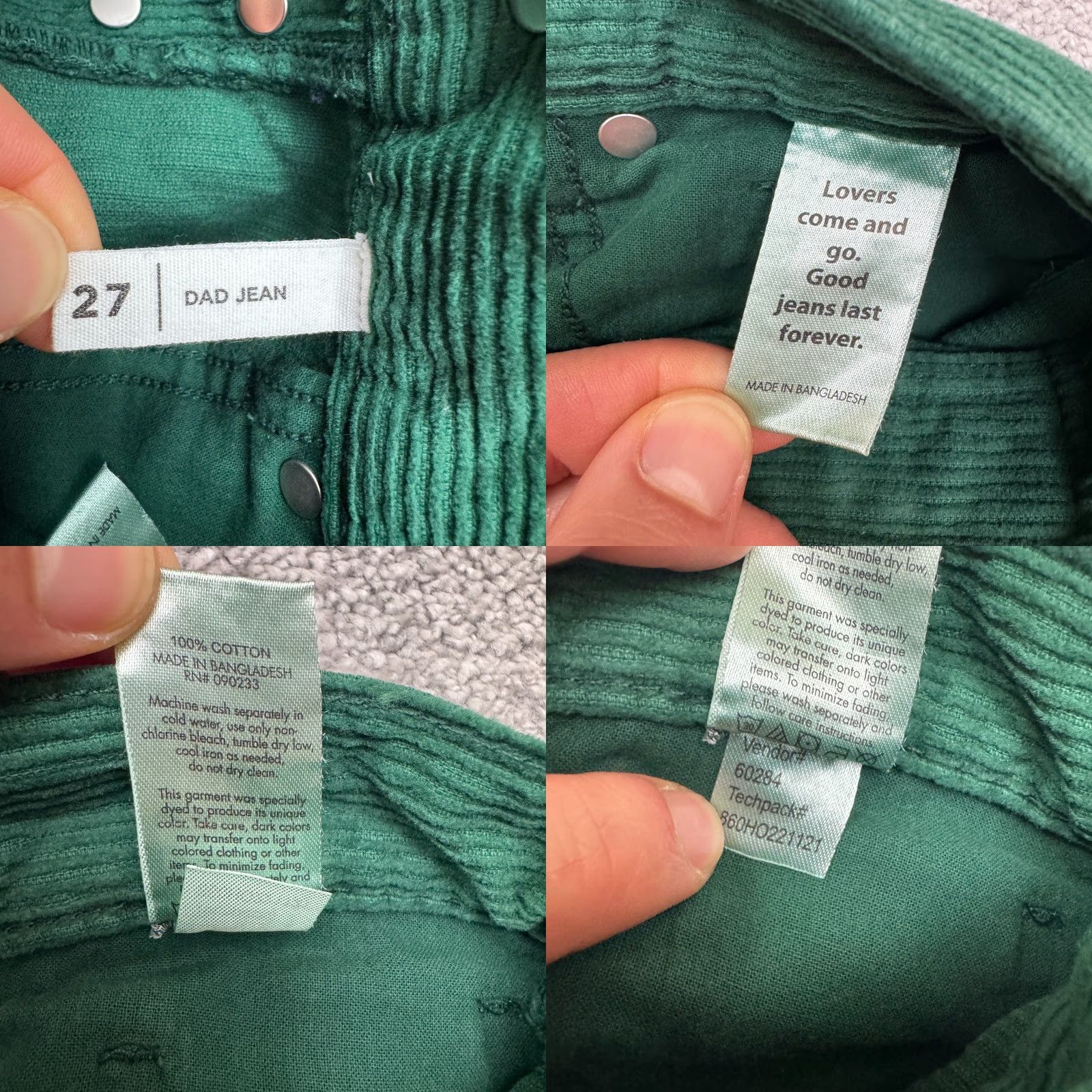 Pacsun PacSun Button Fly High Rise Corduroy Pants Womens 27 Green Straight NWT Casual Vintage 90s Style Womens Cardigan? Size 27" / US 4 / IT 40 - 9 Thumbnail