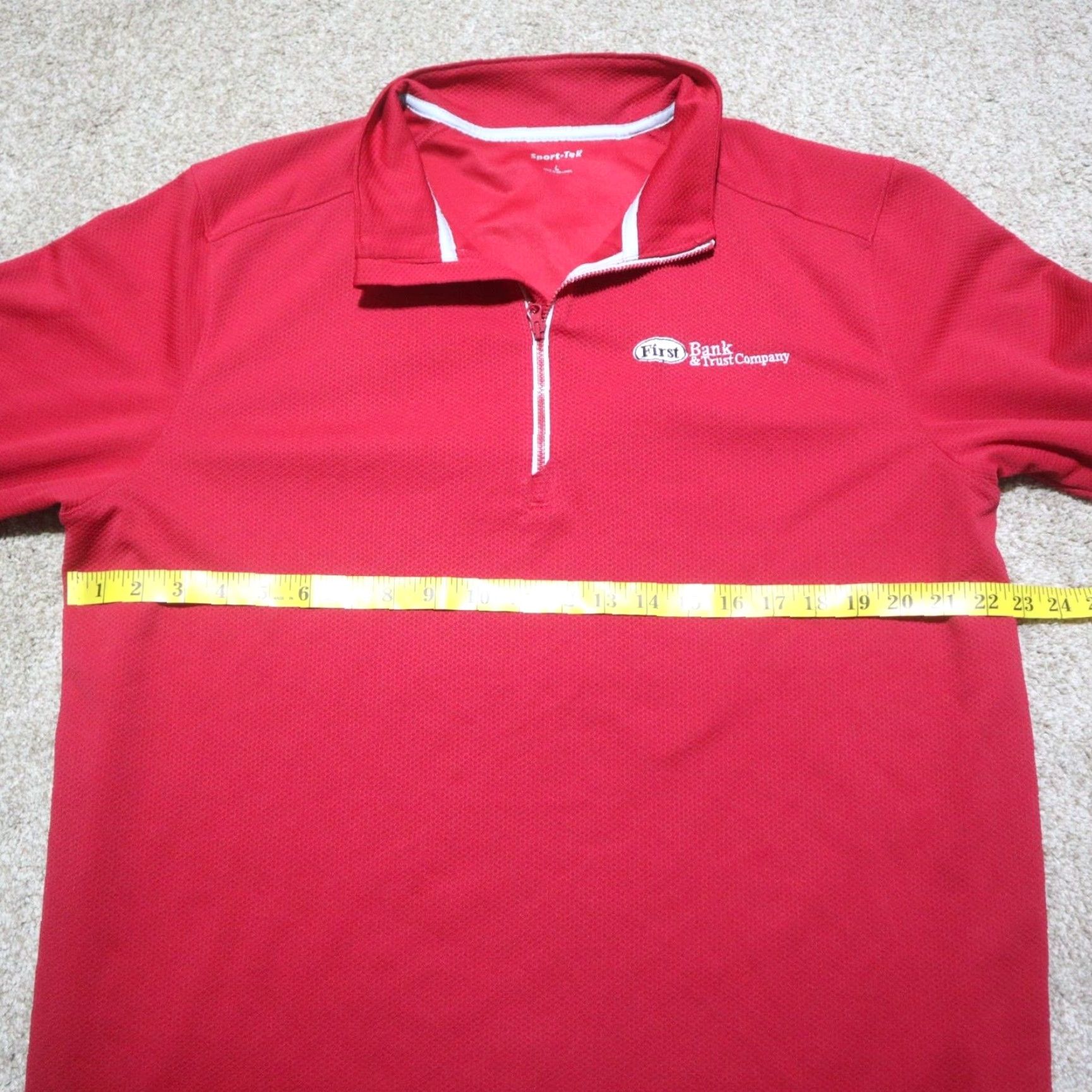 Vintage Sport-Tek Jacket First Bank & Trust Red 1/4 Zip Adult Men L Large Polyester Softshell Embroidered Logo Zipper Jacket Size US L / EU 52-54 / 3 - 5 Thumbnail