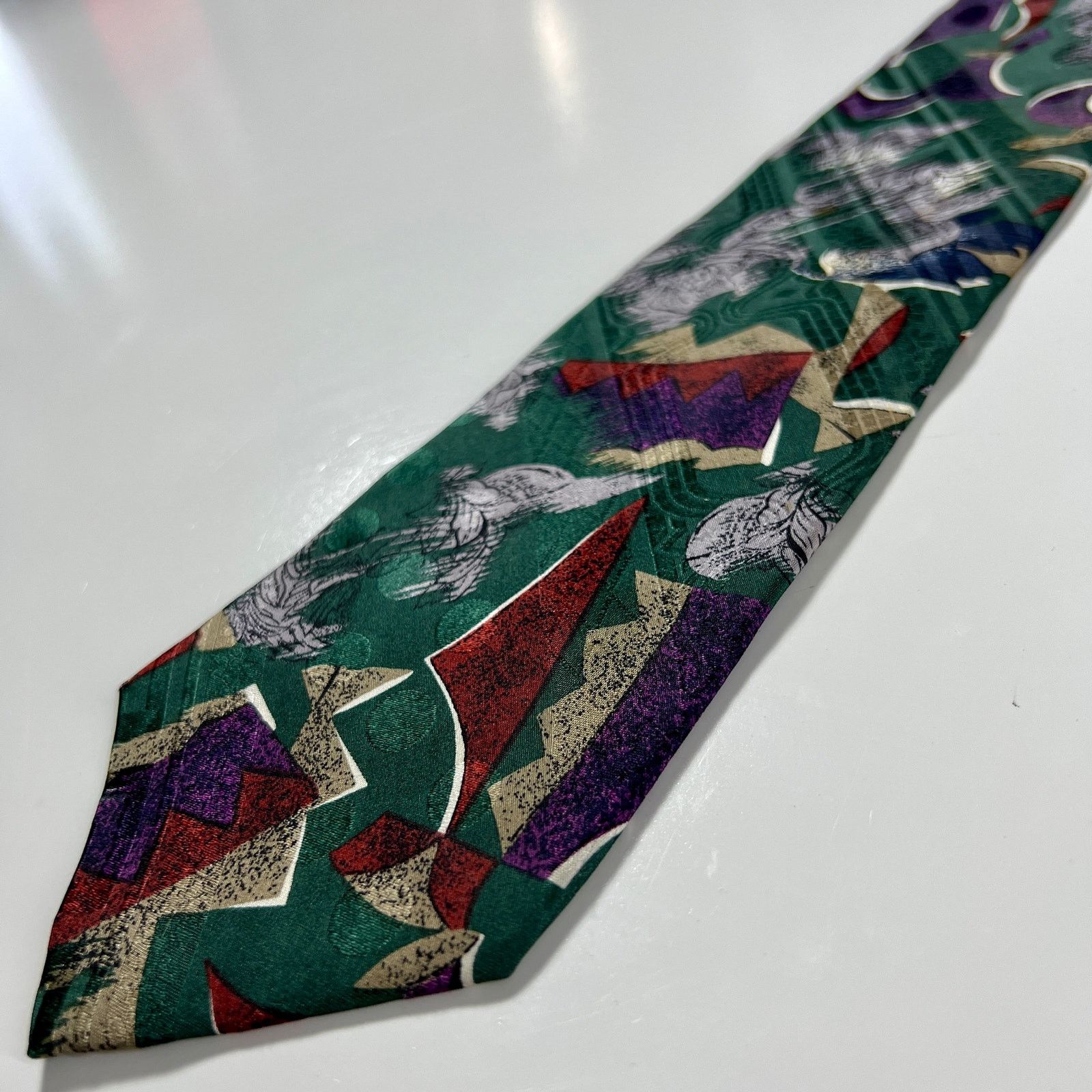 Christian Dior Monsieur Christian Dior Monsieur Tie Green Purple 100% Silk Necktie Size ONE SIZE - 6 Thumbnail