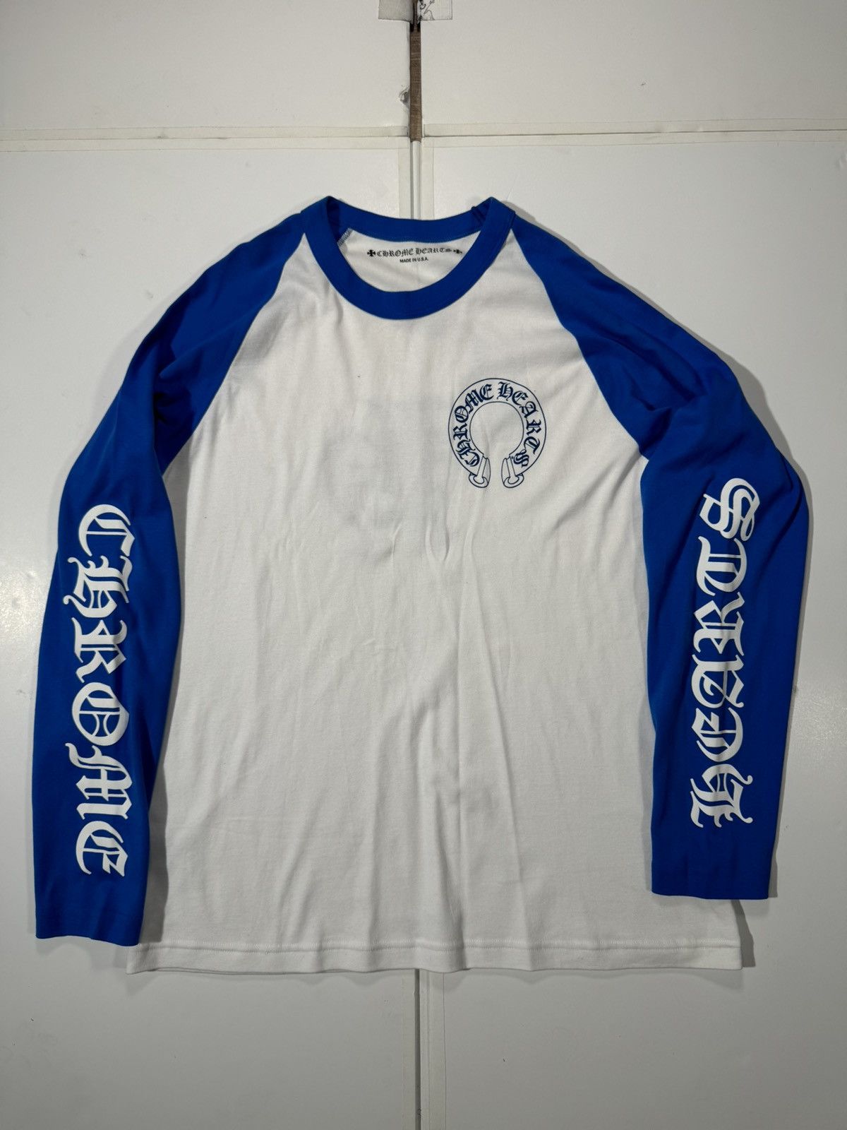 image of Chrome Hearts Baseball T-Shirt (Blue/white) Size Xxl, Men's