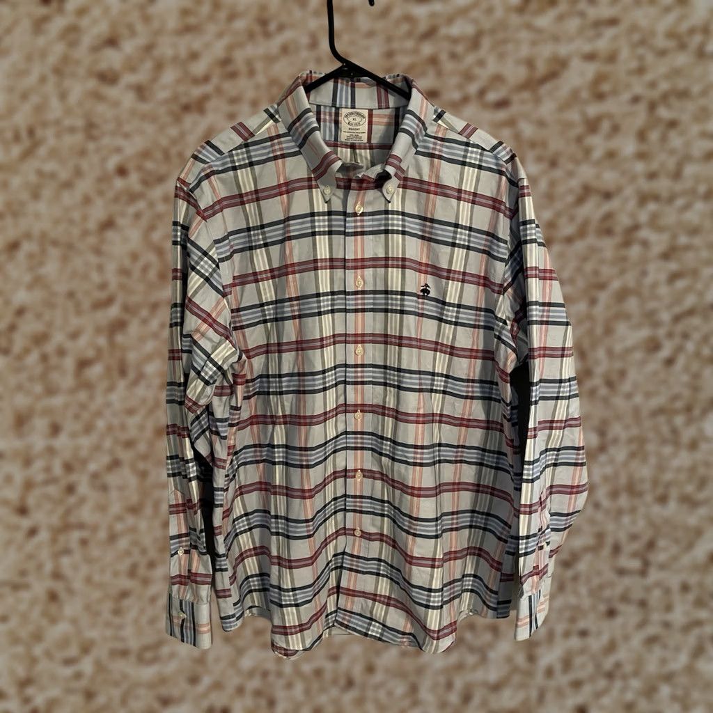 Brooks Brothers Brooks Brothers Regent Fit Supima Plaid L/S Button Casual Dress Shirt - Men's XL Blue Knit Cotton Button-Down 100% American Supima Regular Vintage? No Size US XL / EU 56 / 4 - 1 Thumbnail