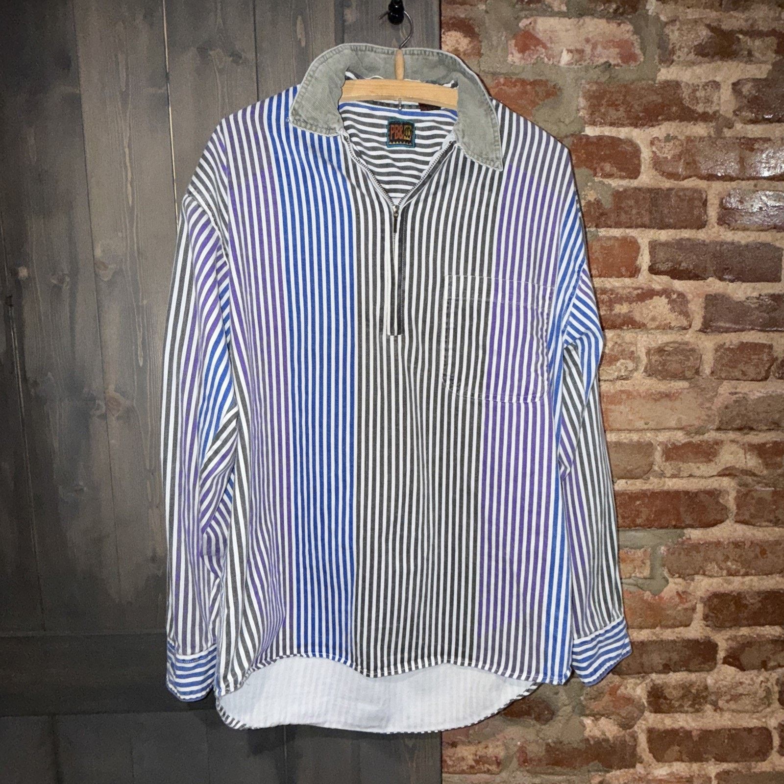 PB 0110 PB & Co. Men’s 90’s Striped Rugby Shirt Sz M 1/2 Zip preppy Size US M / EU 48-50 / 2 - 2 Thumbnail