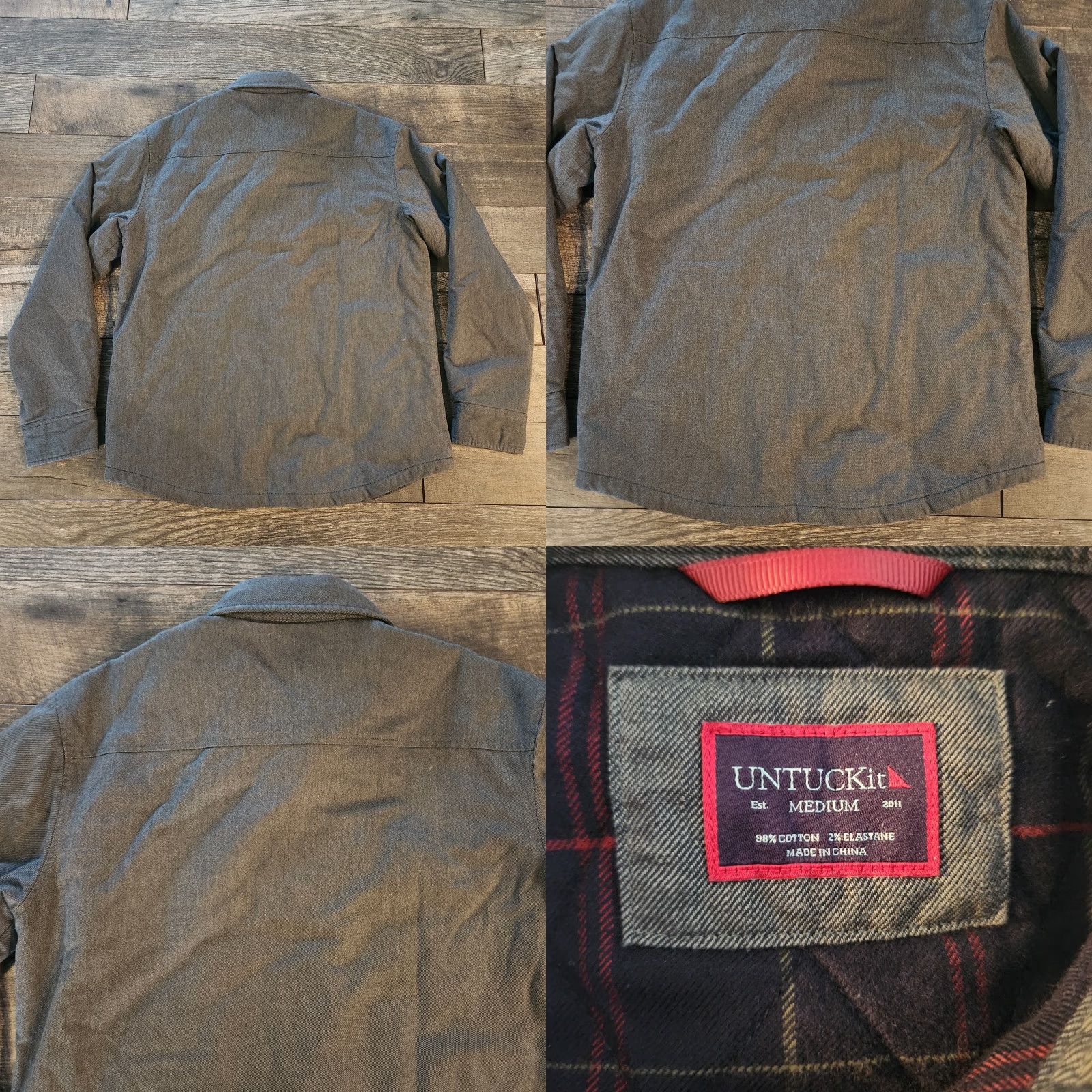 UNTUCKit UNTUCKit Shacket Shirt Jacket Mens Medium Gray Flannel Line Heavyweight Button-Up Lined Ziraldo Size US M / EU 48-50 / 2 - 8 Thumbnail