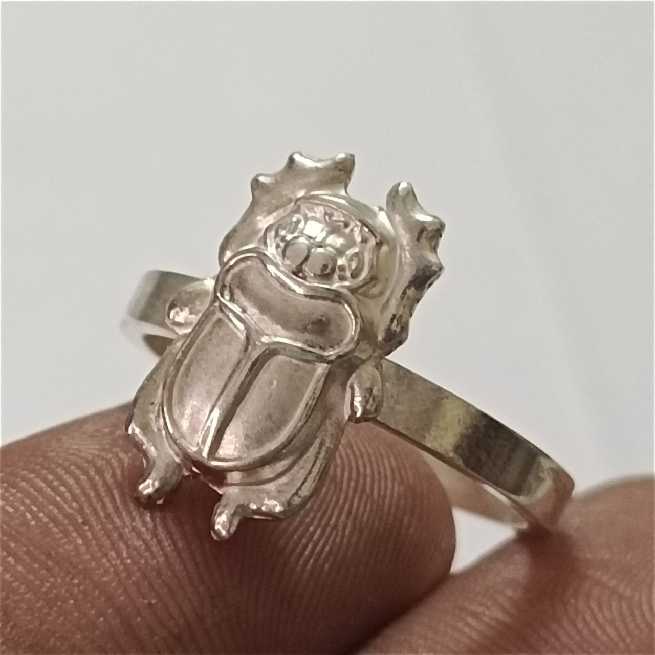 Handmade 925 sterling silver adjustable scarab beetle ring Egyptian Size ONE SIZE - 3 Thumbnail