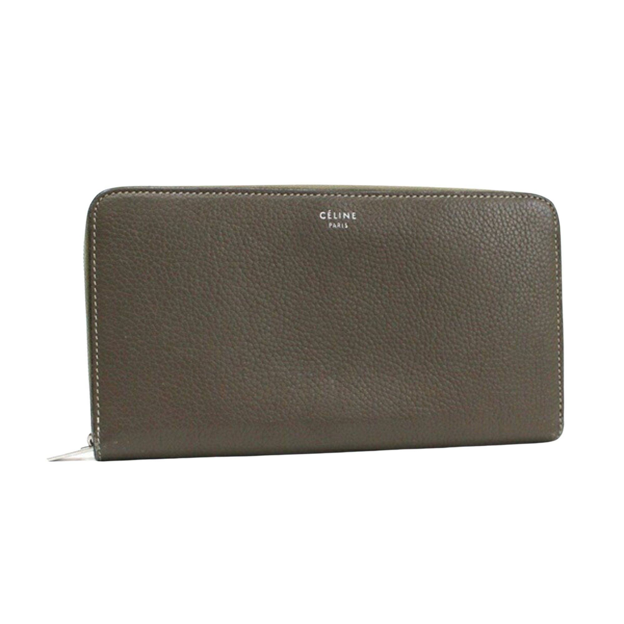 image of Celine Céline Zip Around Wallet in Grey, Women's
