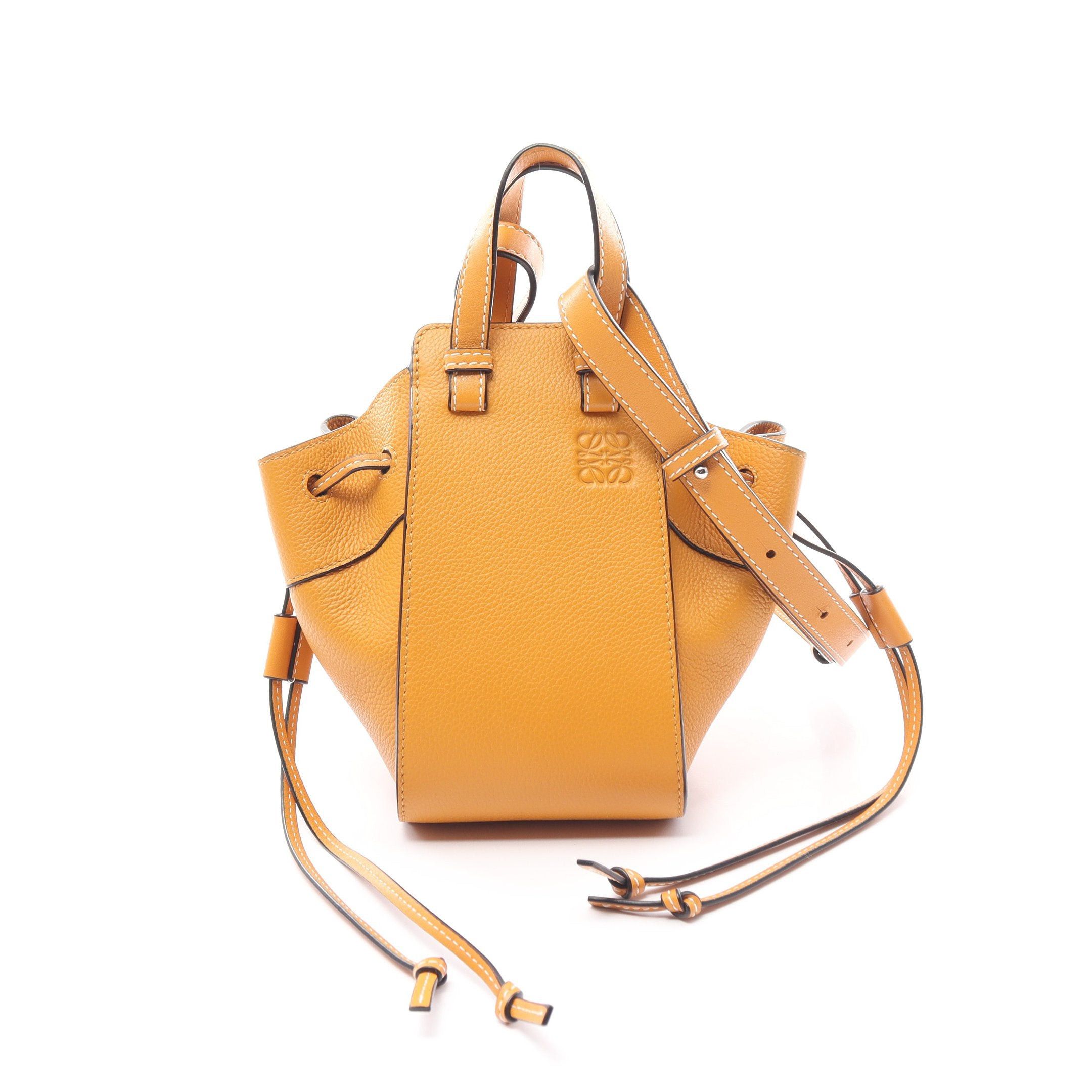 image of Loewe Hammock Drawstring Bag Mini Handbag Leather Yellow Brown, Women's