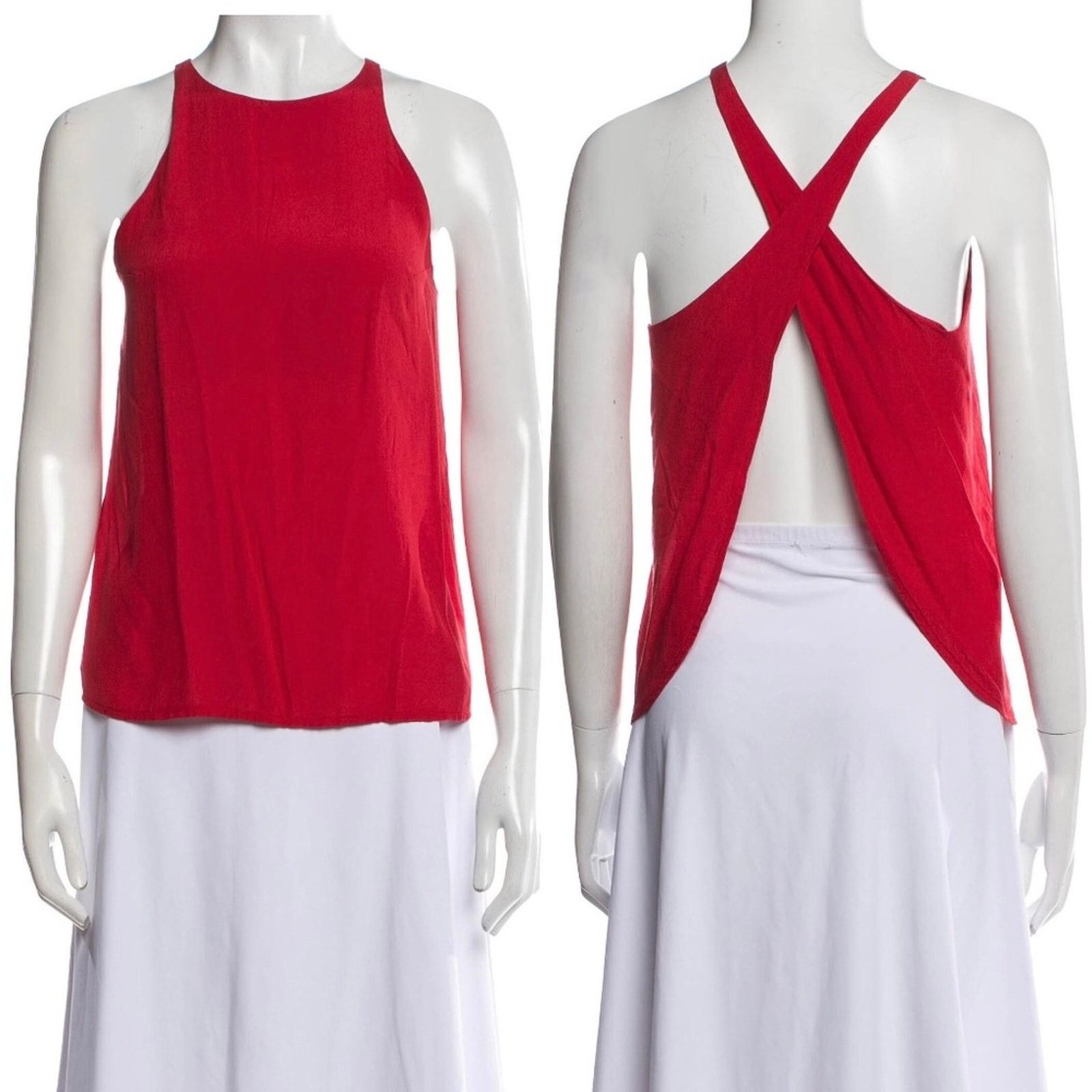 Reformation Reformation Halter-Neck Open Wrap Back Red Sleeveless Top Size XS / US 0-2 / IT 36-38 - 6 Thumbnail