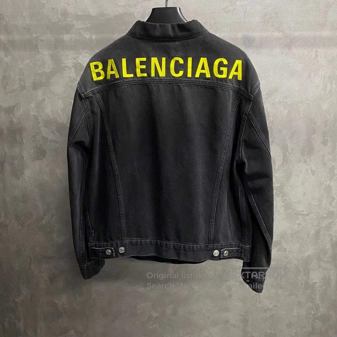Balenciaga Balenciaga Black Green Embroidered Logo Denim Jacket. Size US S / EU 44-46 / 1 - 2 Thumbnail