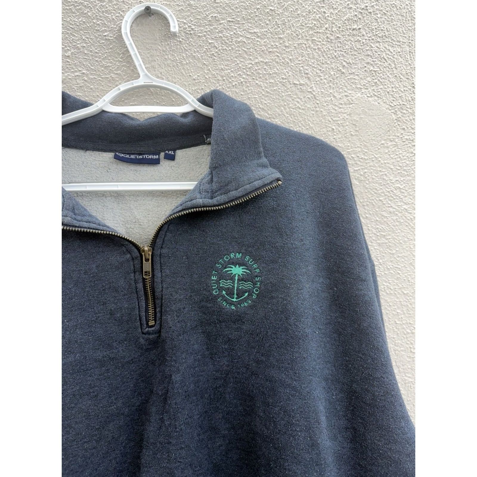 Vintage Quiet Storm Womens Sweatshirt Pullover Size XXL Navy Blue Logo 1/4 Zip Casual Activewear Long Sleeve Knit Pullover Mens Womens Girls Size XXL / US 16-18 / IT 52-54 - 2 Thumbnail