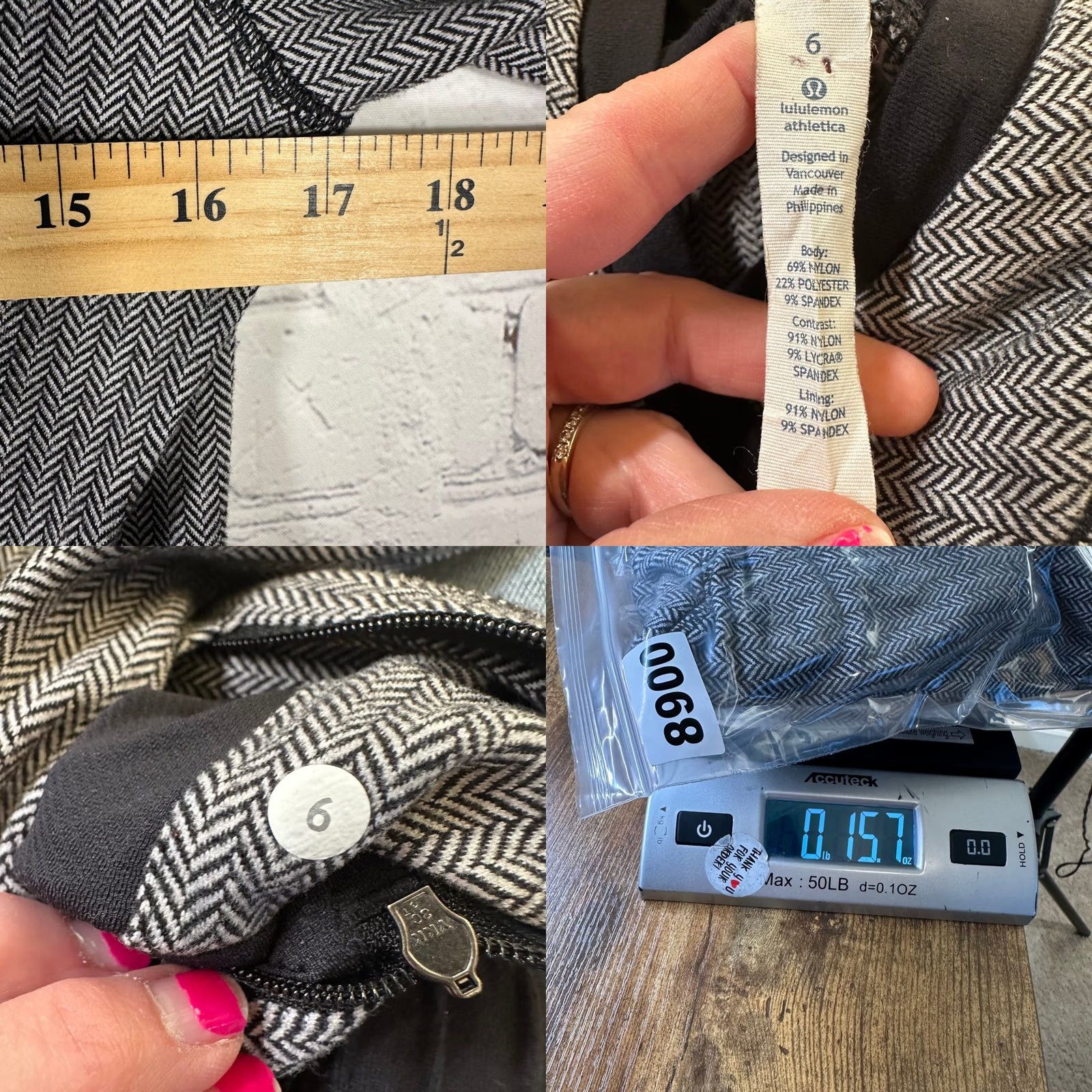 Lululemon VINTAGE? No — Lululemon Think Fast Hoodie Shirt Women 6 Black Herringbone Pullover Zip Pocket Hooded Cowl Neck Raglan Long Sleeve Size M / US 6-8 / IT 42-44 - 8 Thumbnail