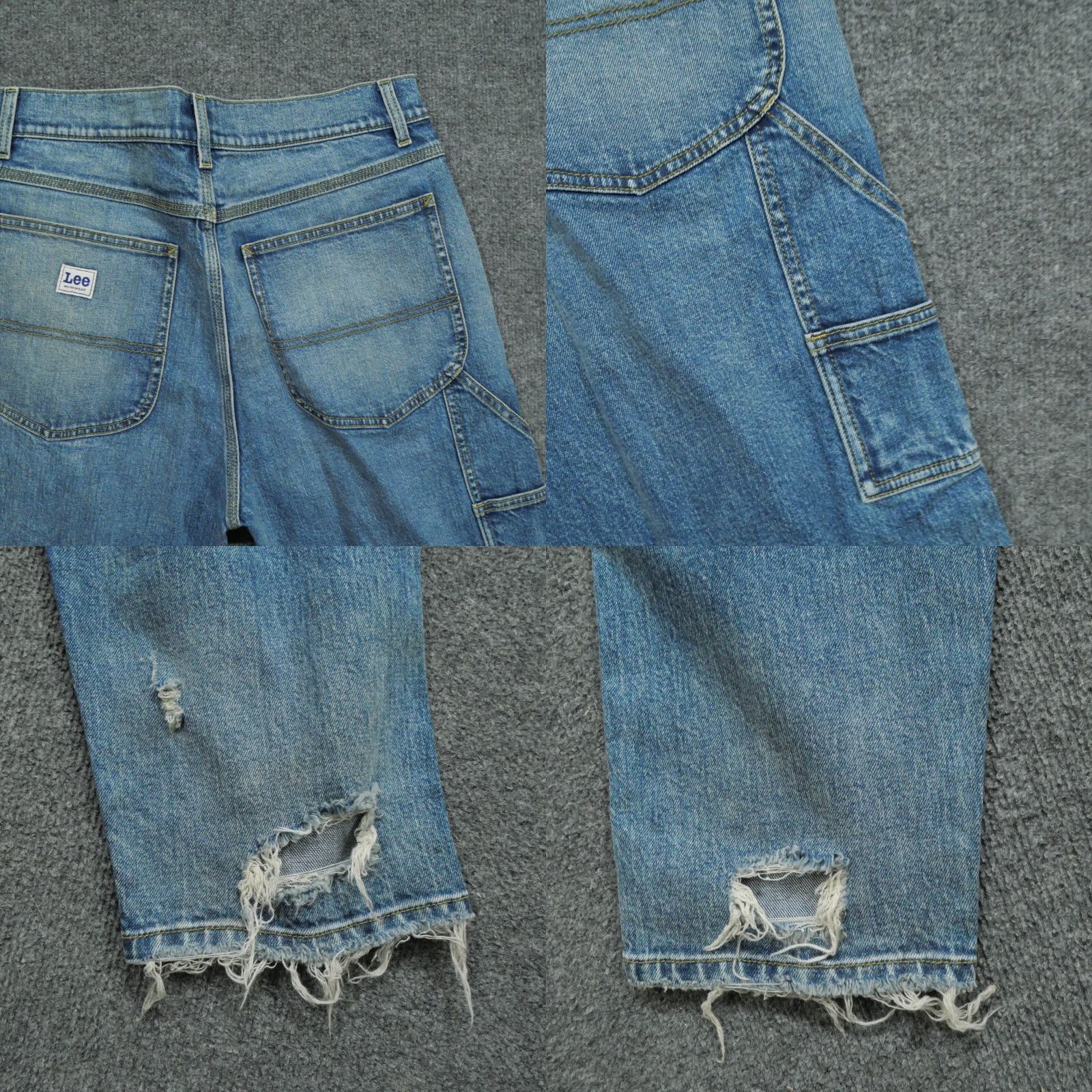 Lee Lee Jeans Mens 32x30 Blue Distressed Baggy Slouch Tapered Motorcycle Size US 32 / EU 48 - 10 Thumbnail