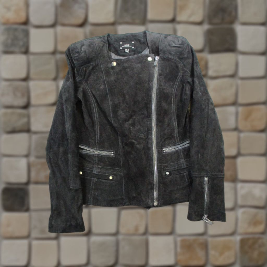 Vintage Mng Jacket Womens XS Black Leather Suede Full Zip Size XS / US 0-2 / IT 36-38 - 1 Thumbnail