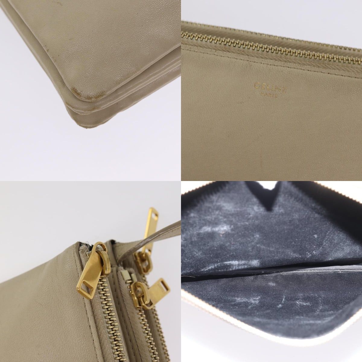 Celine CELINE Trio Shoulder Bag Leather Beige Gold Size ONE SIZE - 11 Thumbnail