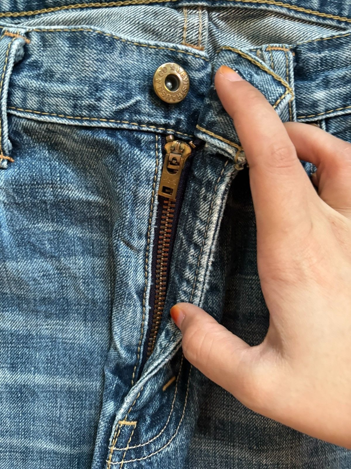 LVC × Levi's × Levi's Vintage Clothing Vintage 90s Levis 502 Mud Wash Distressed Ripped Jeans Size US 31 - 3 Thumbnail