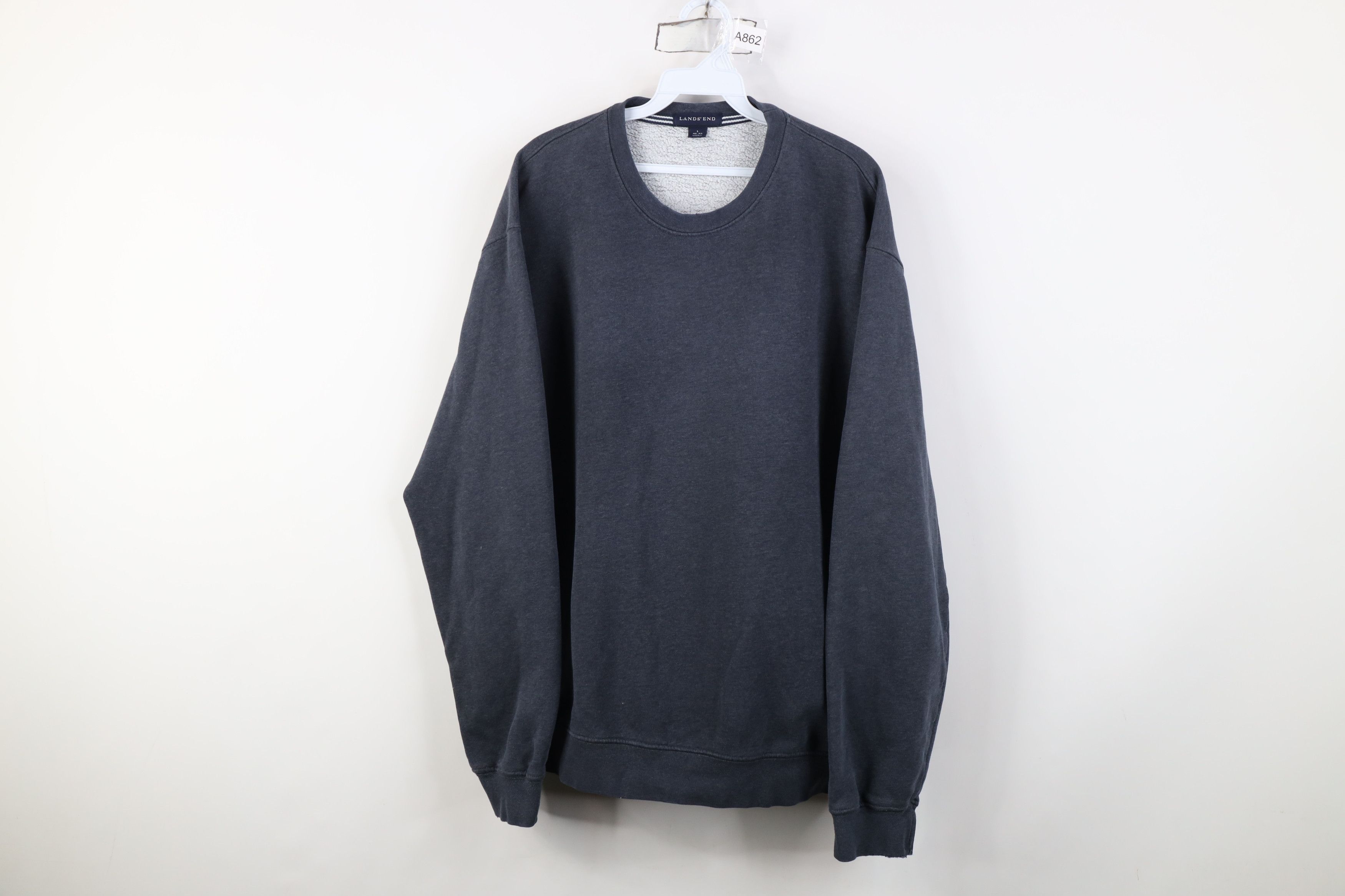 Lands' End Vintage 90s Lands End Faded Blank Crewneck Sweatshirt Blue Size US L / EU 52-54 / 3 - 1 Thumbnail