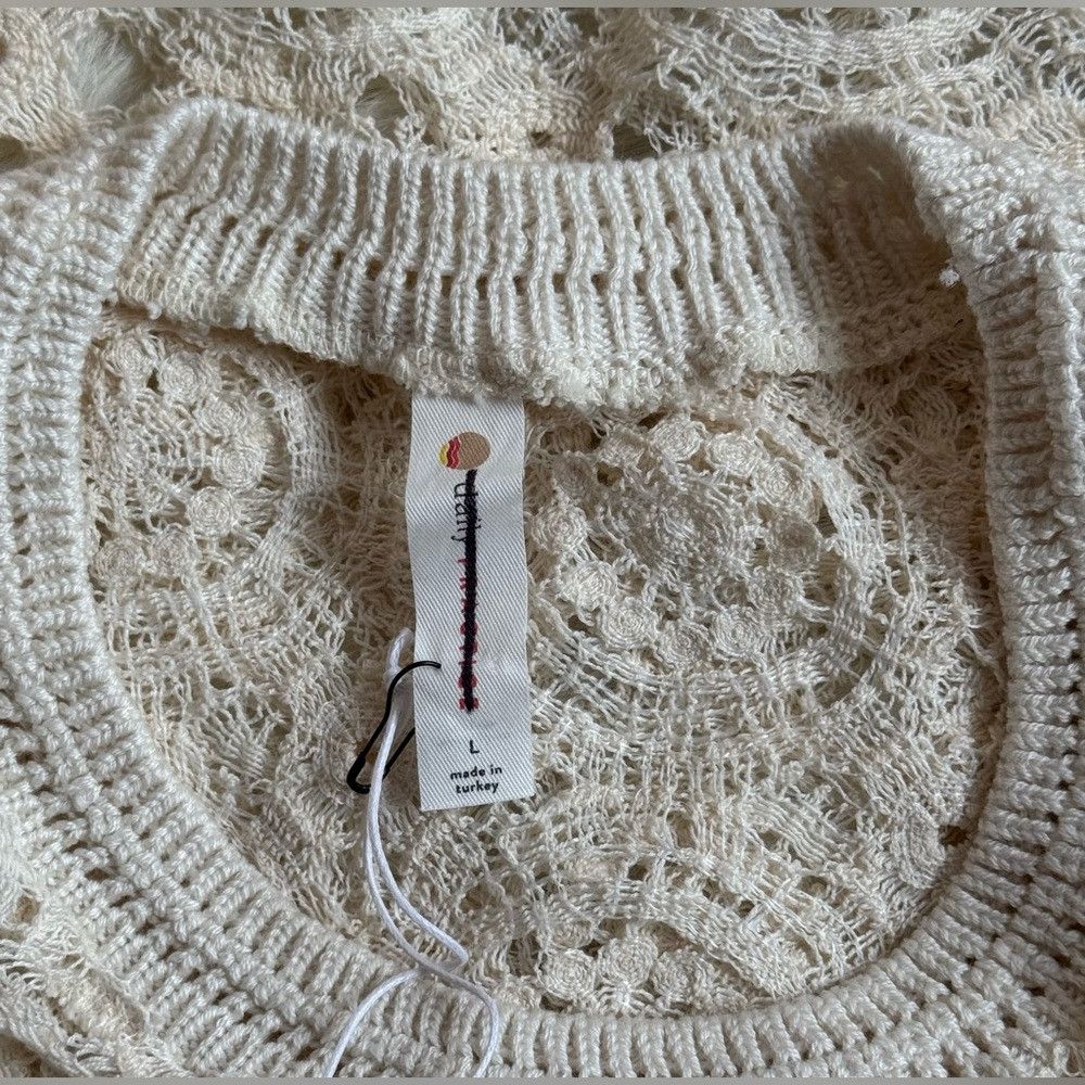 Anthropologie Anthropologie Daily Practice Scalloped Lace Tank Ivory Open Size L / US 10 / IT 46 - 4 Thumbnail