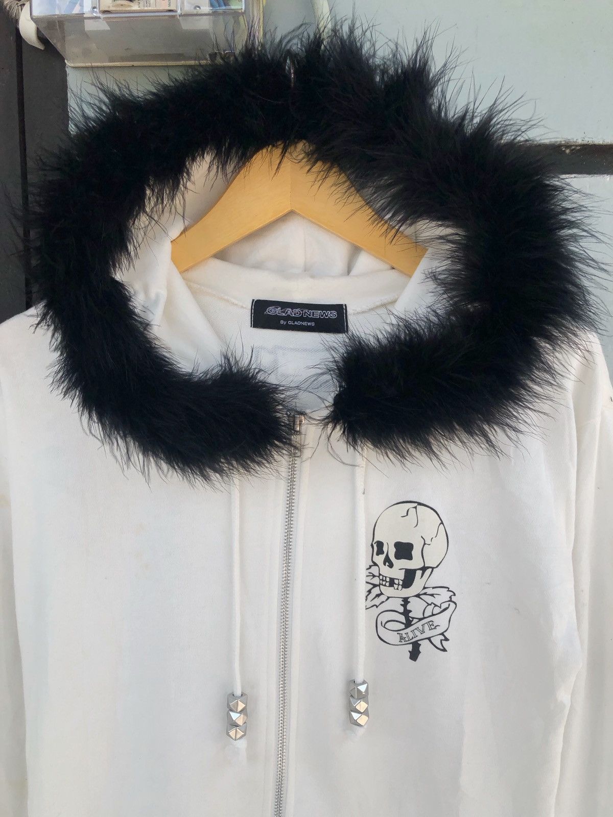 トップス GLAD NEWS Skull Fur Zip Hoodie glad news skeleton full zip up hoodie jacket | eBay