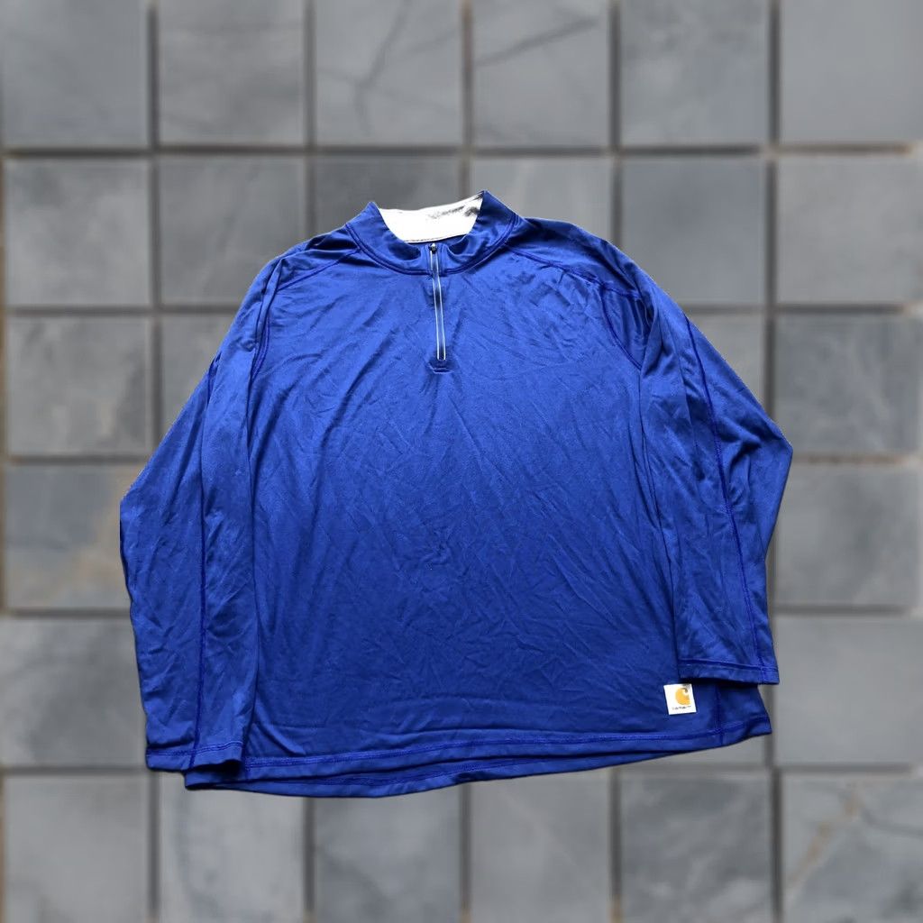 Carhartt Carhartt Force Shirt Mens 2XL Blue Long Sleeve Quarter Zip Mock Neck Pullover Size US XXL / EU 58 / 5 - 1 Thumbnail