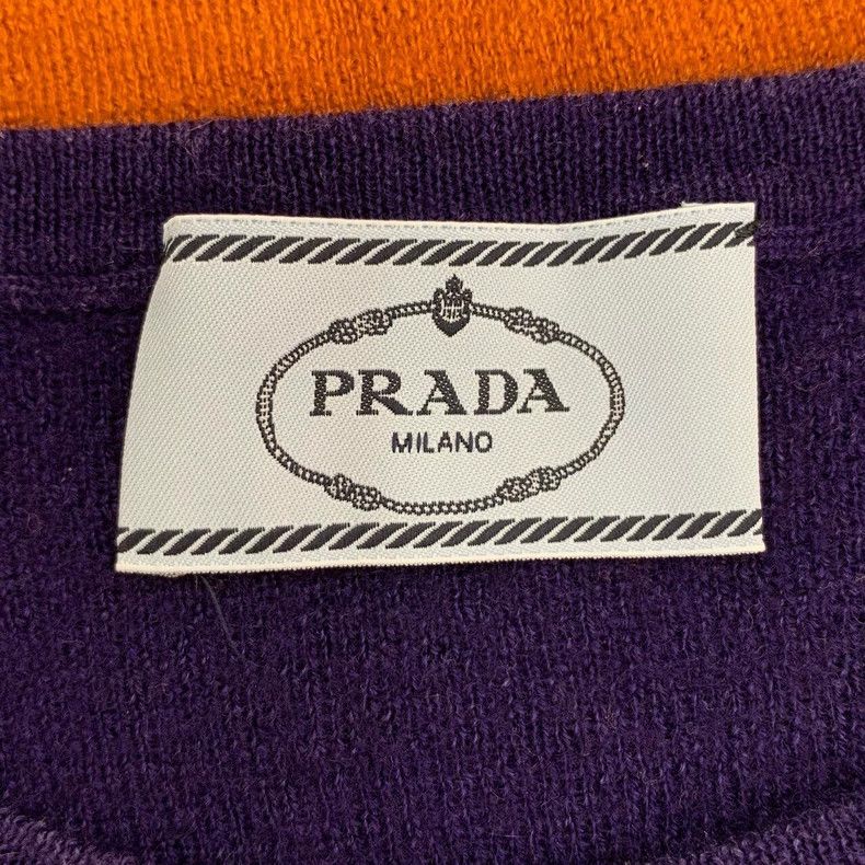 Prada Prada Two-color stitching round-neck cashmere knitted sweat Size US XS / EU 42 / 0 - 5 Thumbnail