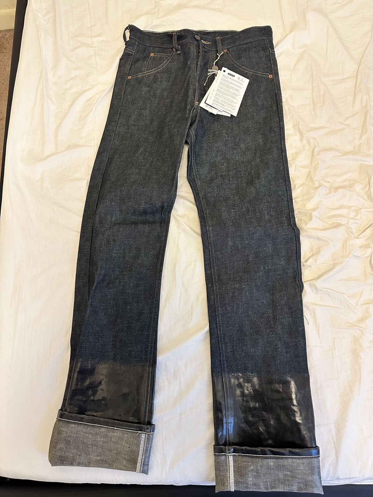 Maison Margiela Maison margiela Lacquered turn-up jeans | Grailed