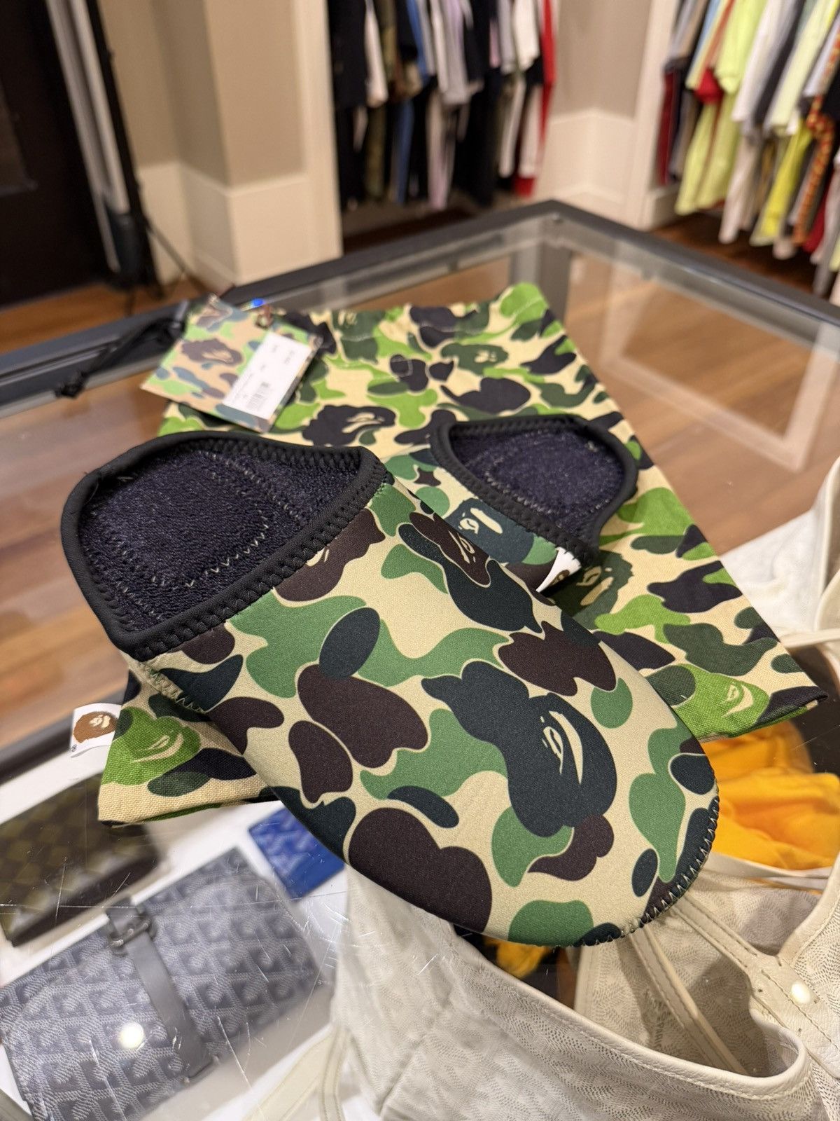Bape Bape ABC Slippers & Pouch Set - Green Camo Size US 7 / EU 40 - 2 Thumbnail